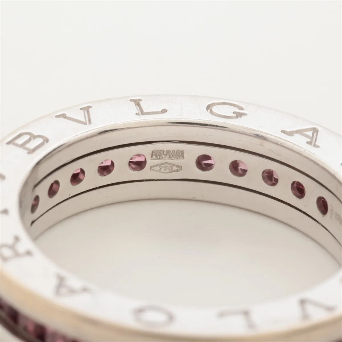 B.zero1 Full Garnet Ring, 750 (WG), 9.0g, Size 53. Features: pitted holes, metal — view 4