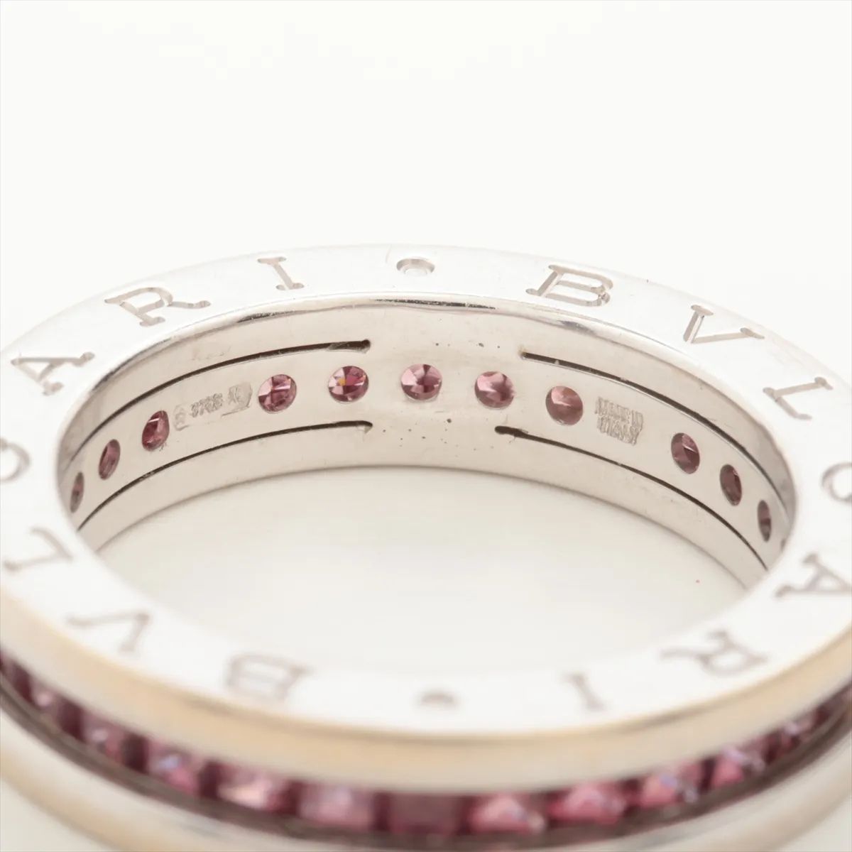 B.zero1 Full Garnet Ring, 750 (WG), 9.0g, Size 53. Features: pitted holes, metal — view 5