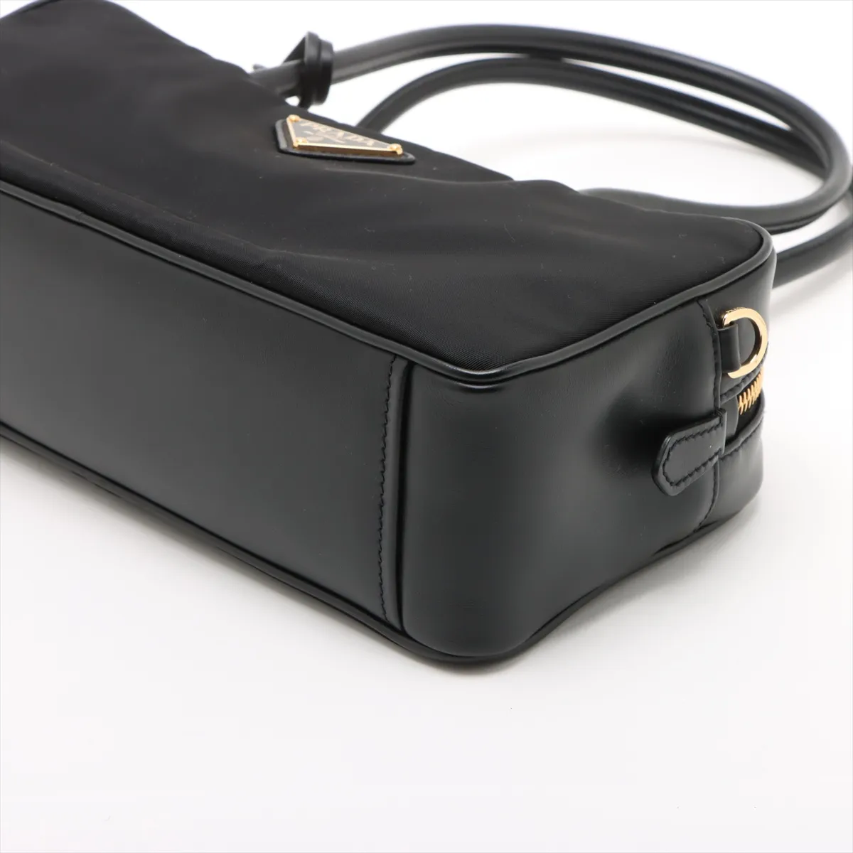 Tessuto Nylon x Leather Handbag Black 1BB133 — view 3