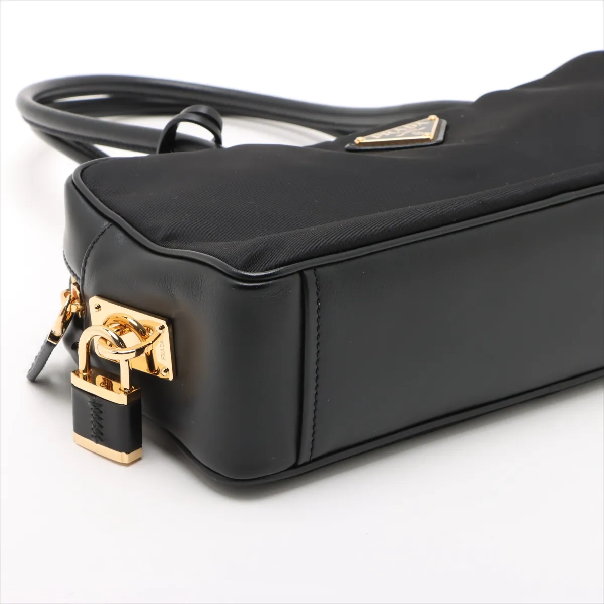 Tessuto Nylon x Leather Handbag Black 1BB133 — view 4
