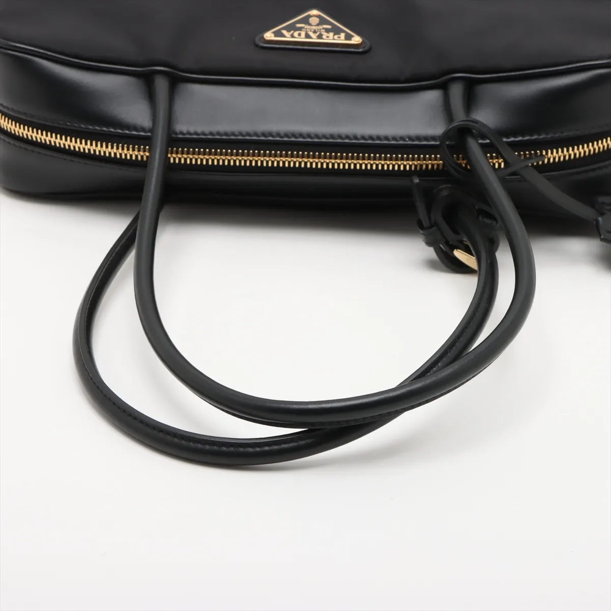Tessuto Nylon x Leather Handbag Black 1BB133 — view 5