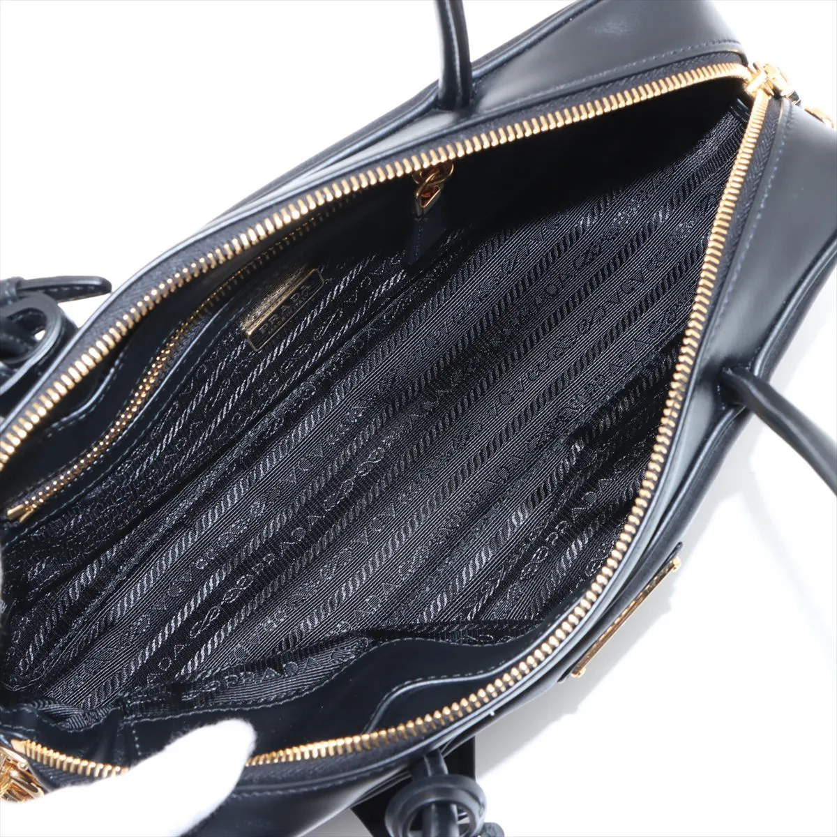 Tessuto Nylon x Leather Handbag Black 1BB133 — view 7