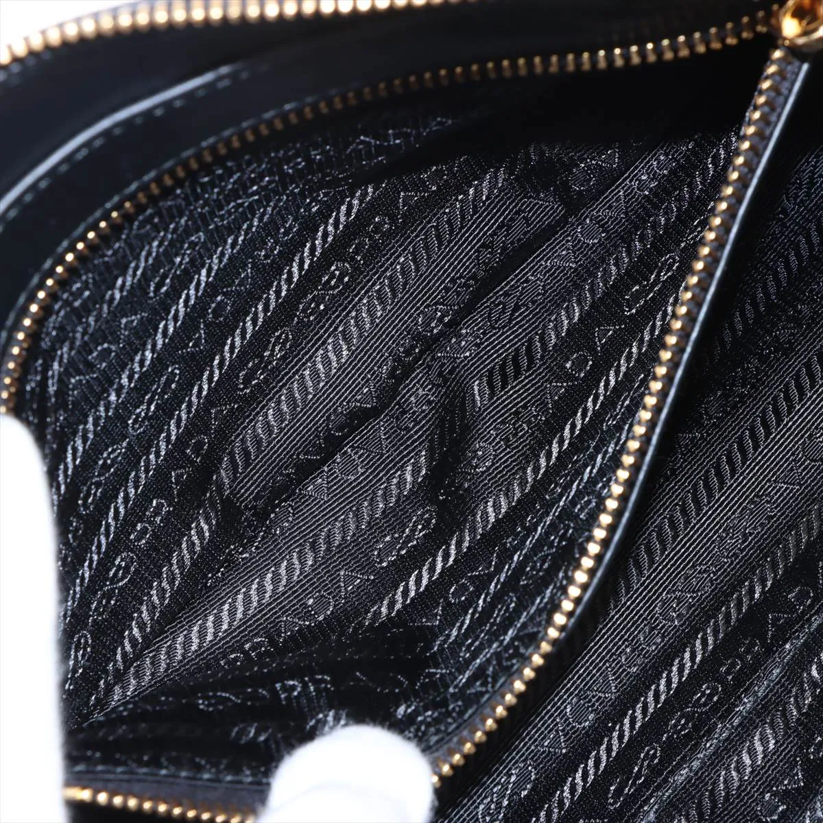 Tessuto Nylon x Leather Handbag Black 1BB133 — view 8