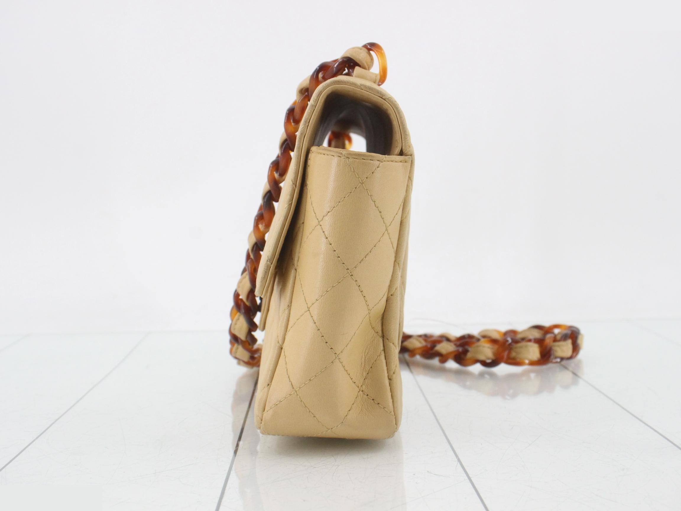 Matelassé Lambskin Tortoiseshell Chain Shoulder Bag with Seal Card — view 3