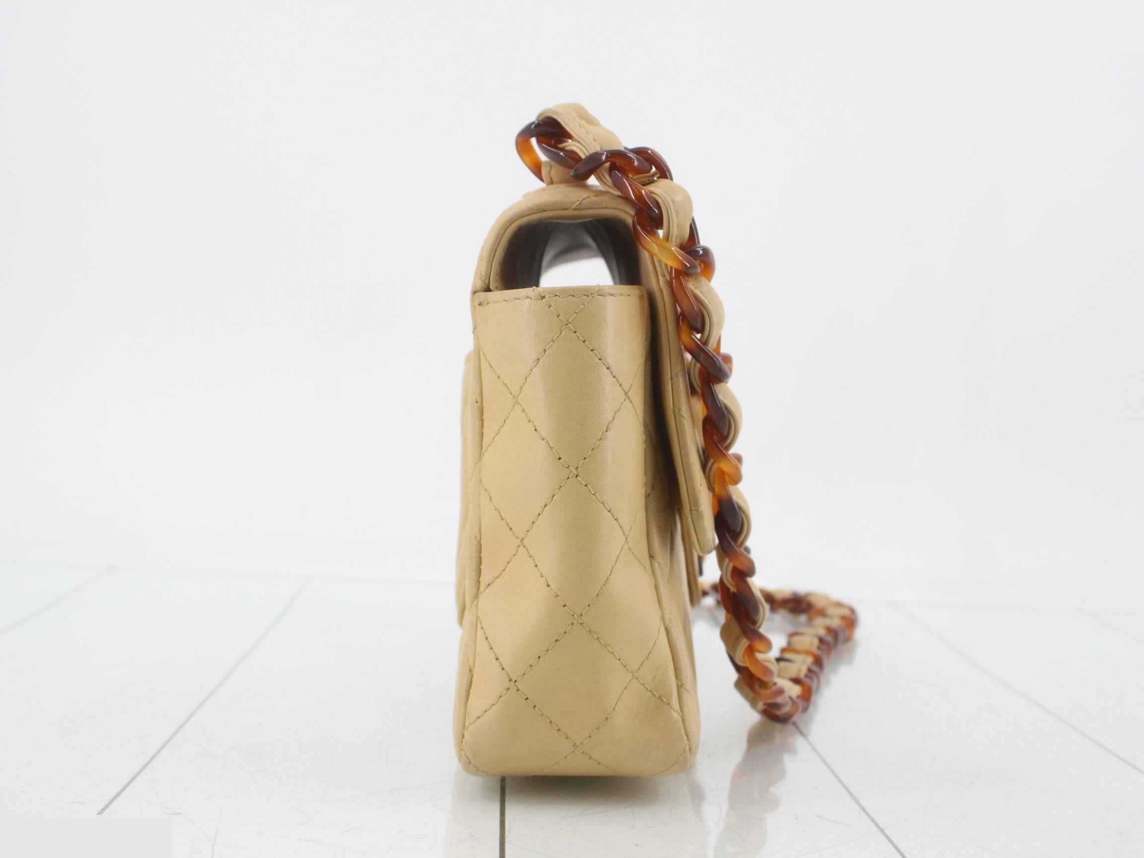 Matelassé Lambskin Tortoiseshell Chain Shoulder Bag with Seal Card — view 4