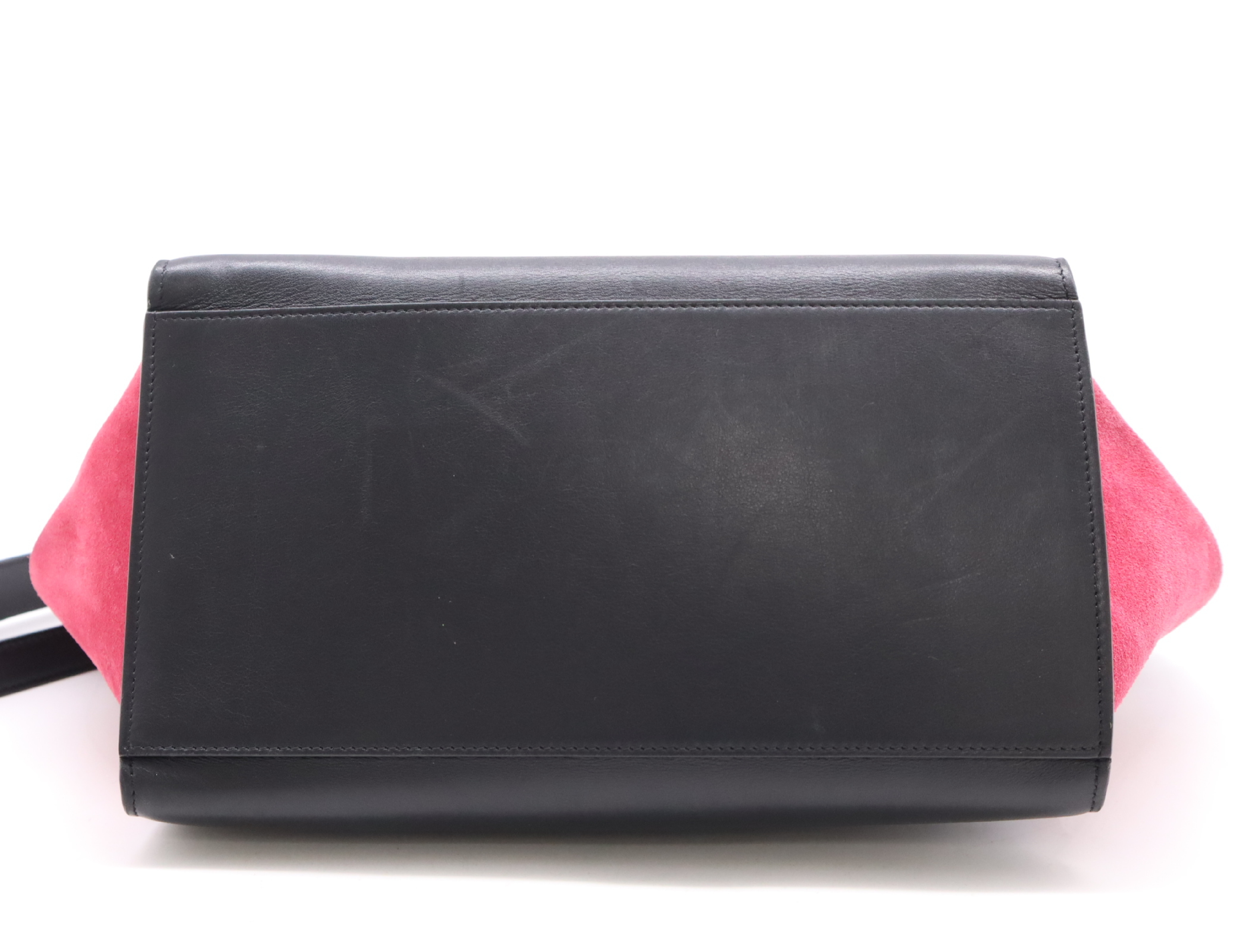 Leather Small Trapeze 2way Handbag Black Beige Pink GD Metal Fittings with Shoulder Strap Handbag — view 4