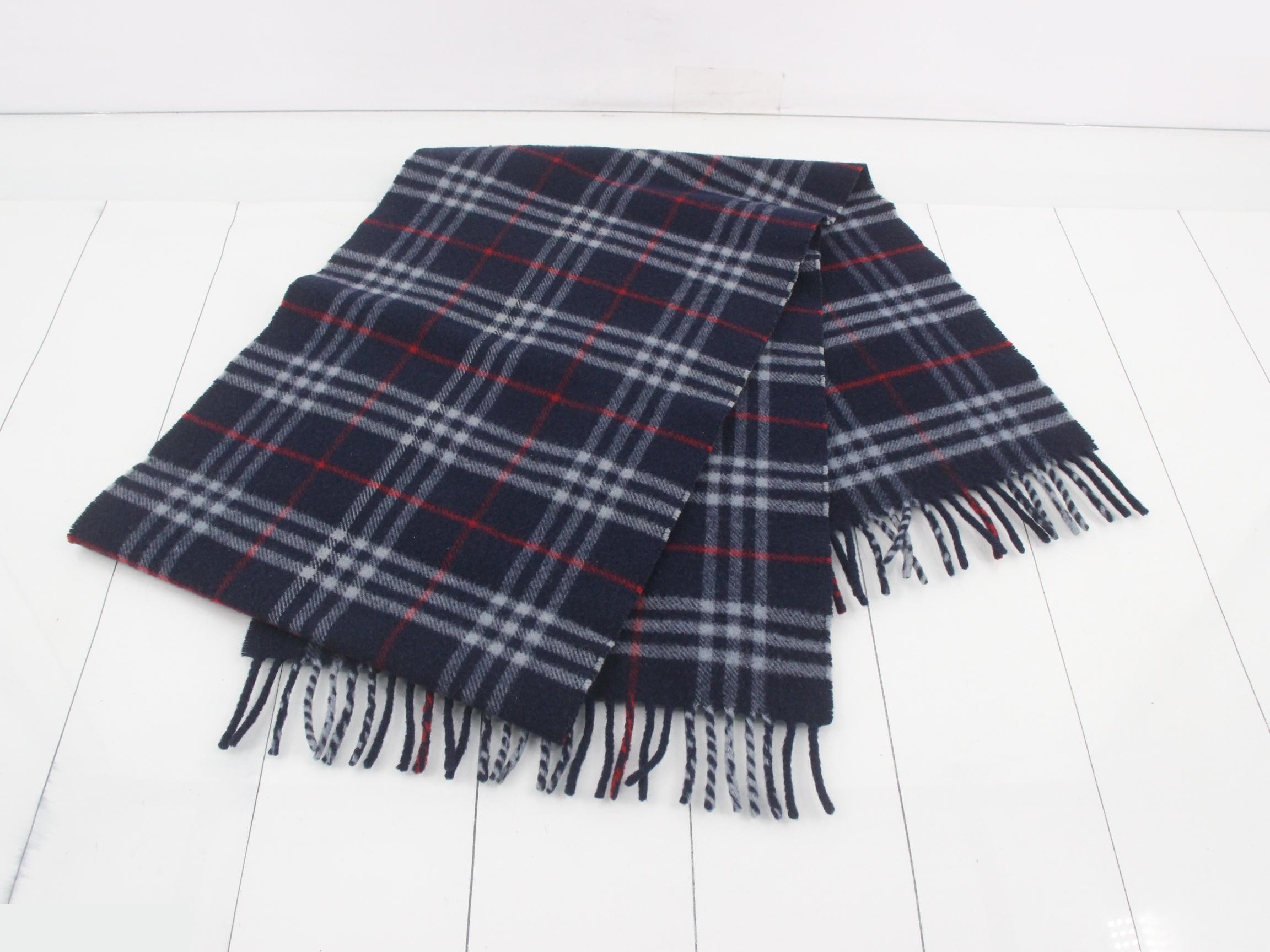 Nova Check Scarf, Navy, with tags. — view 3