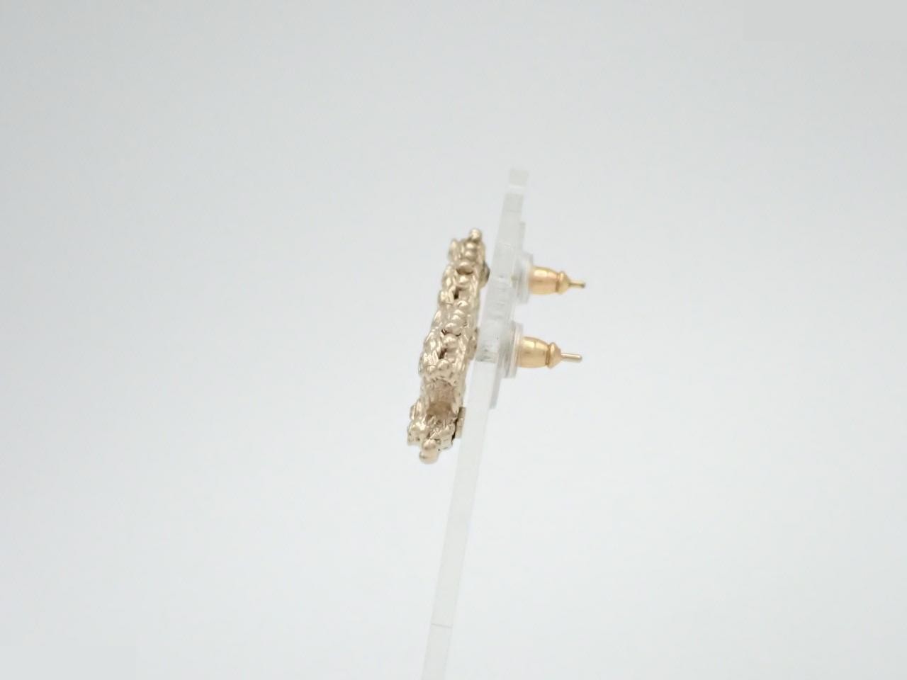 earrings, A12A, Coco Mark, rhinestone, 2cm wide, gold. — view 3