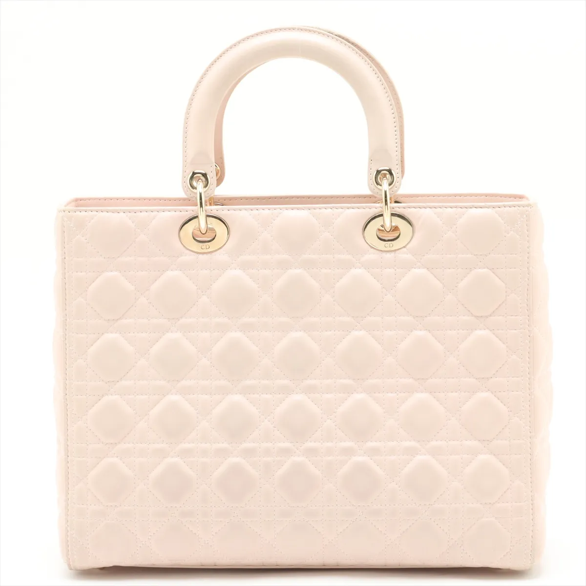 Lady Dior Cannage Large Leather 2WAY Handbag Pink Beige — view 2