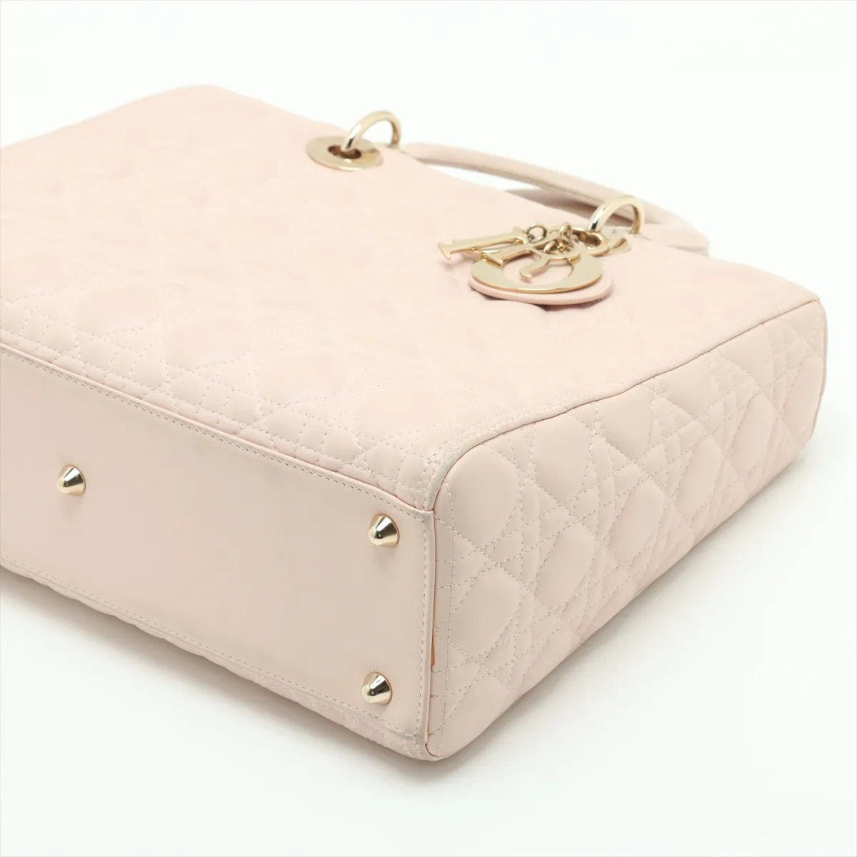 Lady Dior Cannage Large Leather 2WAY Handbag Pink Beige — view 3