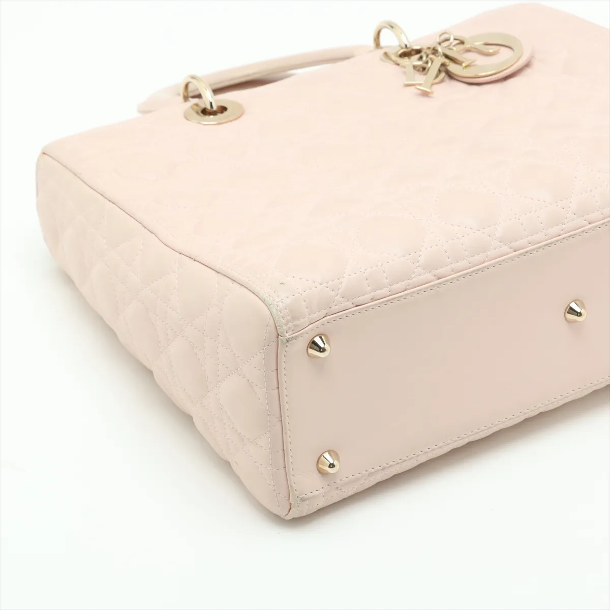 Lady Dior Cannage Large Leather 2WAY Handbag Pink Beige — view 4