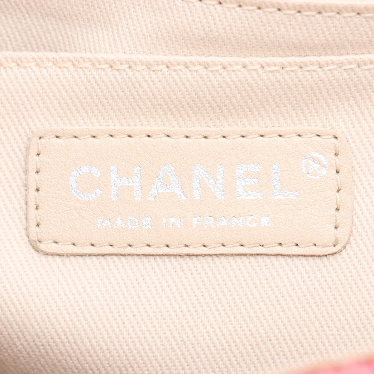 Matelassé Fabric x Leather Single Flap Double Chain Bag, Pink x Beige, Silver Hardware, Item No. 14421383, Series 14 — view 11