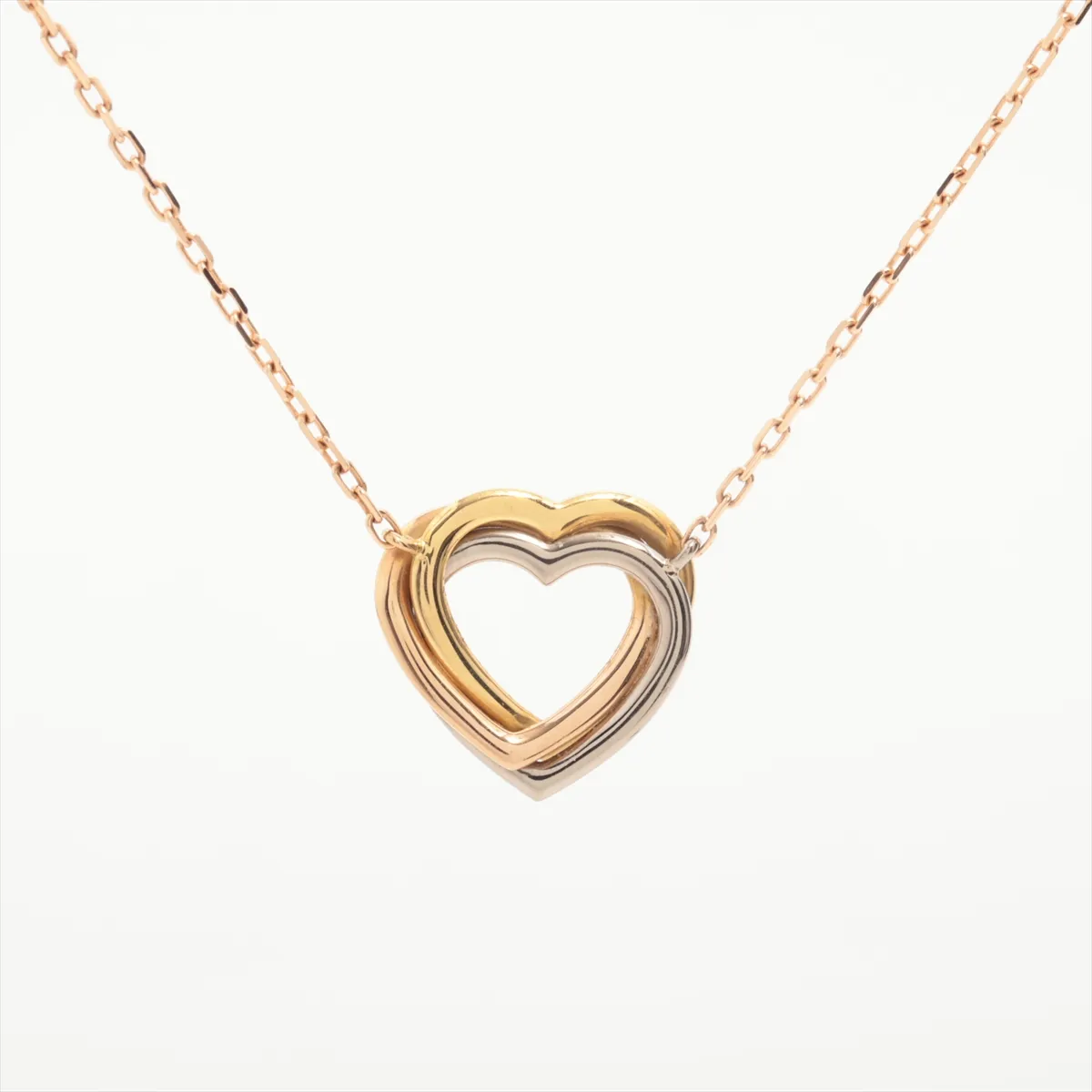Trinity Heart Necklace 750 (Yellow Gold x Pink Gold x White Gold) 4.2g AAQ353 — view 2