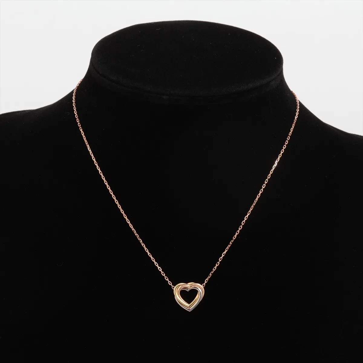 Trinity Heart Necklace 750 (Yellow Gold x Pink Gold x White Gold) 4.2g AAQ353 — view 5