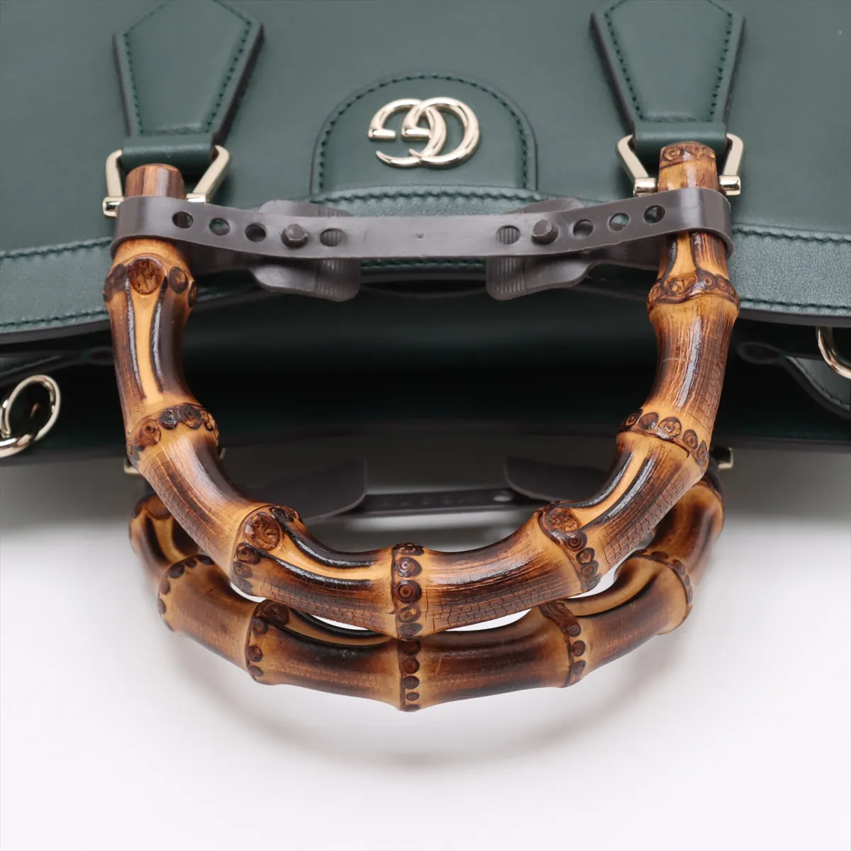 Bamboo Diana Leather 2-Way Handbag, Green, 853226 — view 5