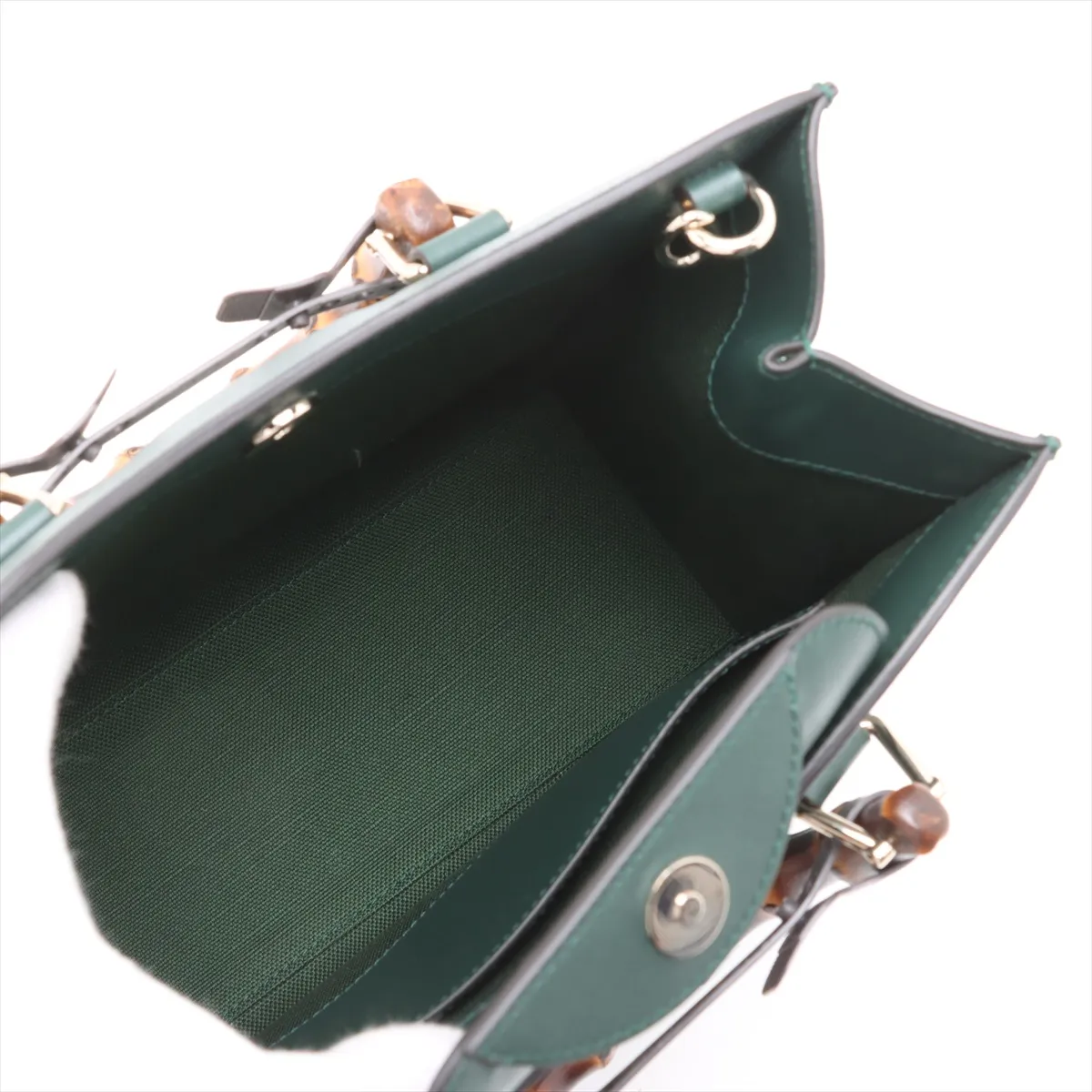 Bamboo Diana Leather 2-Way Handbag, Green, 853226 — view 8