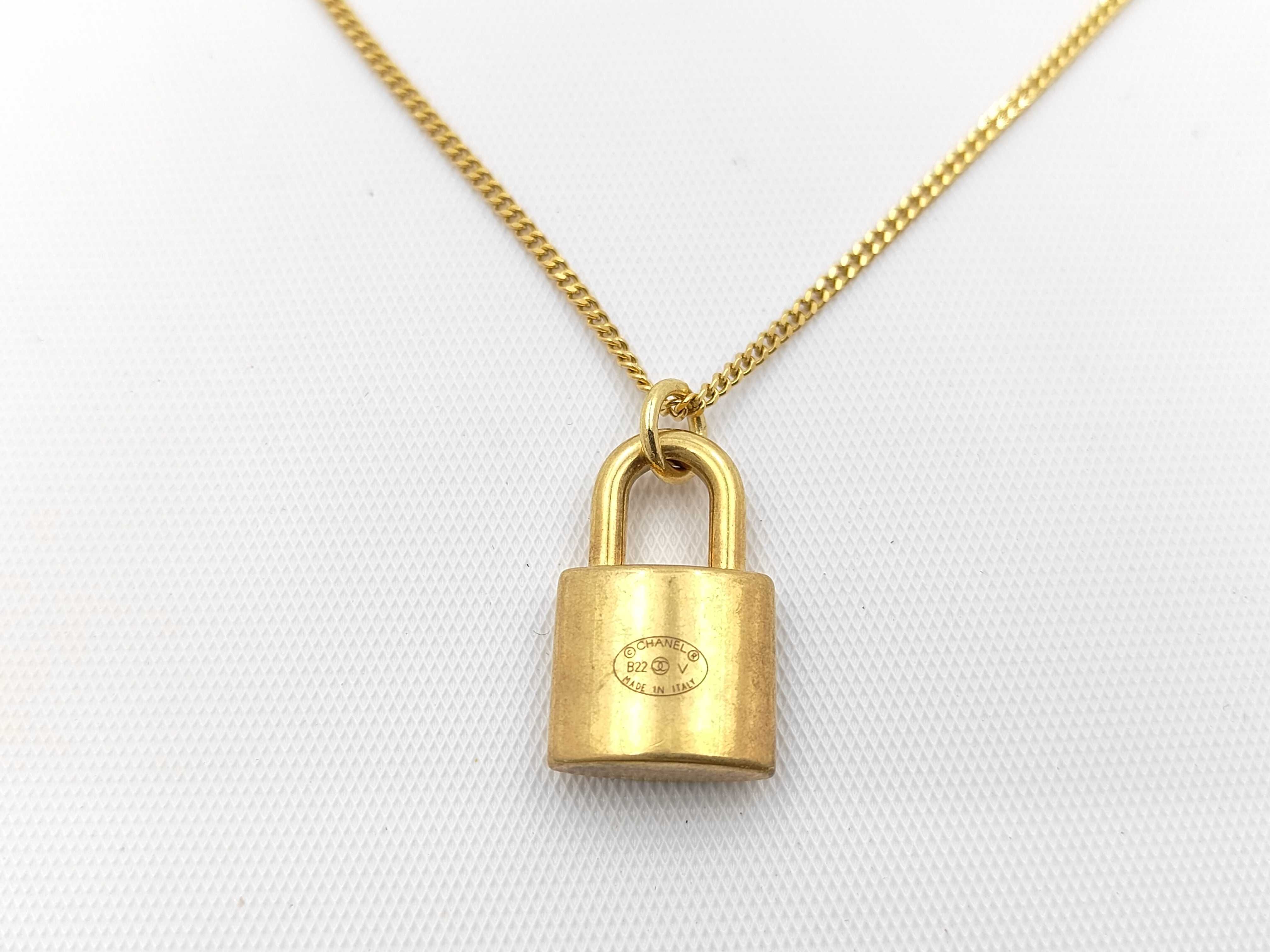 Coco Mark Padlock Gold Necklace B22V — view 2