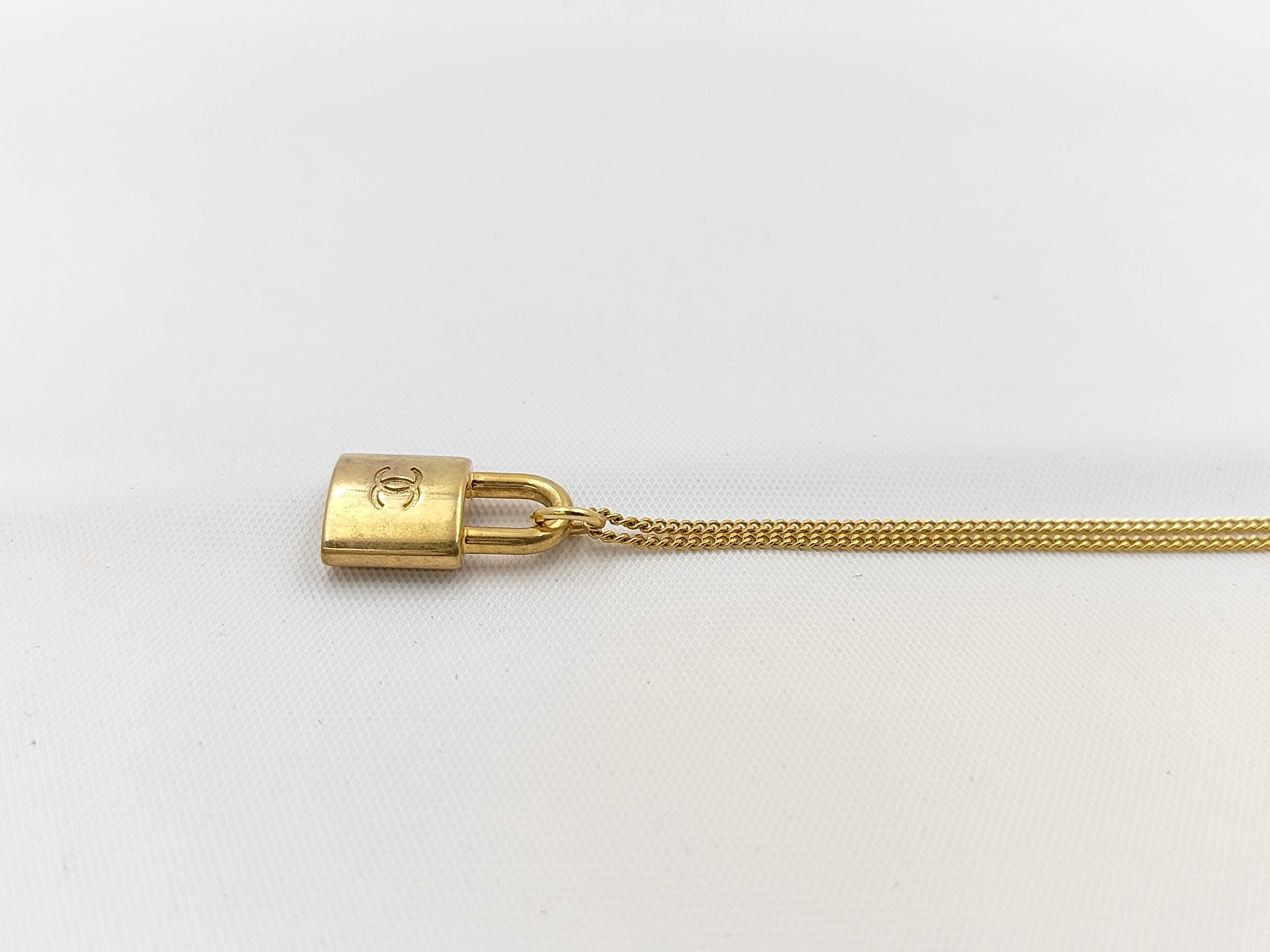 Coco Mark Padlock Gold Necklace B22V — view 3