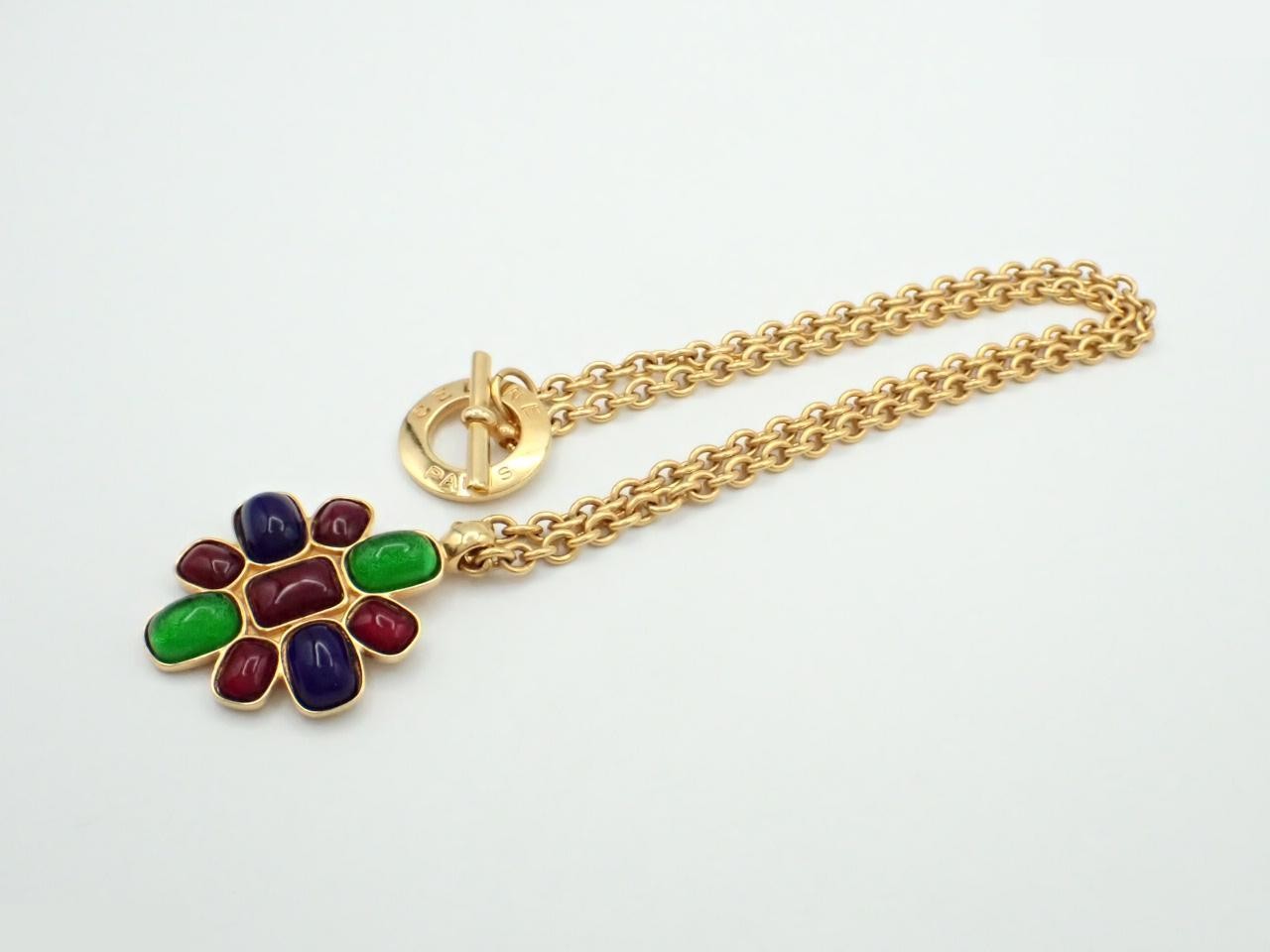 colored stone chain long necklace, chain approximately 80cm — view 3