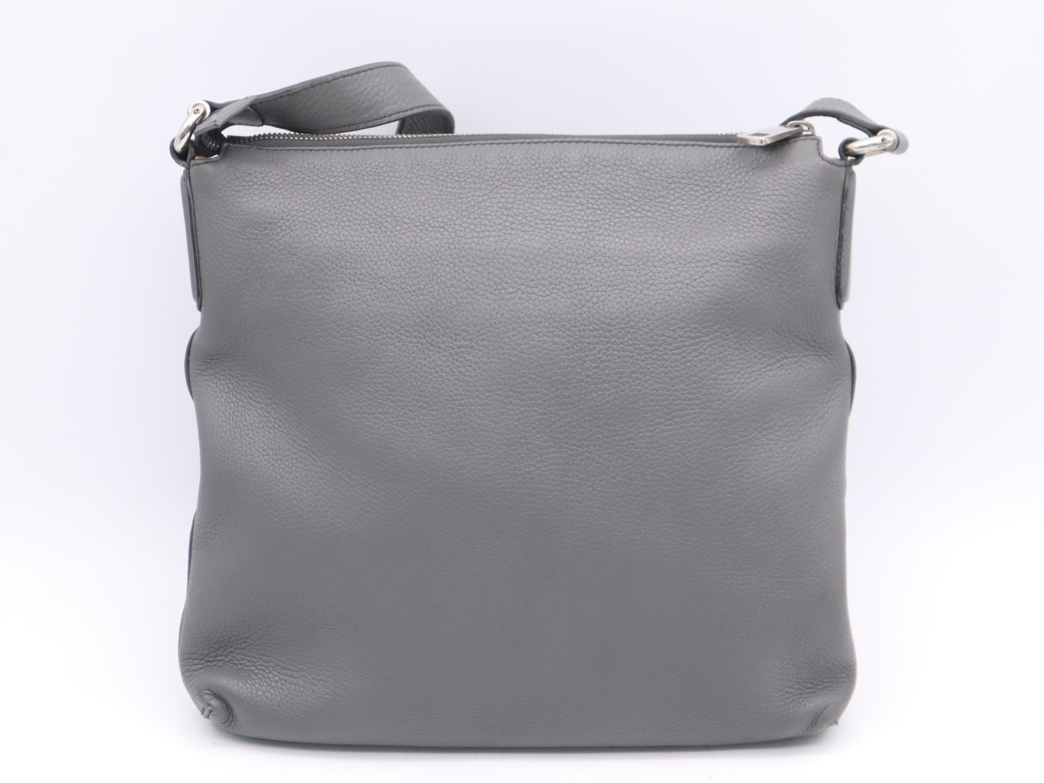 322059 Leather Interlocking G Shoulder Bag, Gray, Silver Hardware — view 2