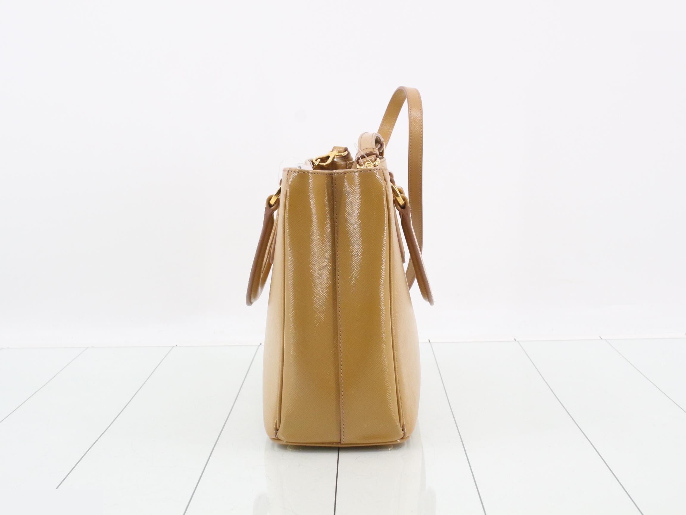 Triangle logo 2-way bag, beige, Saffiano leather — view 4
