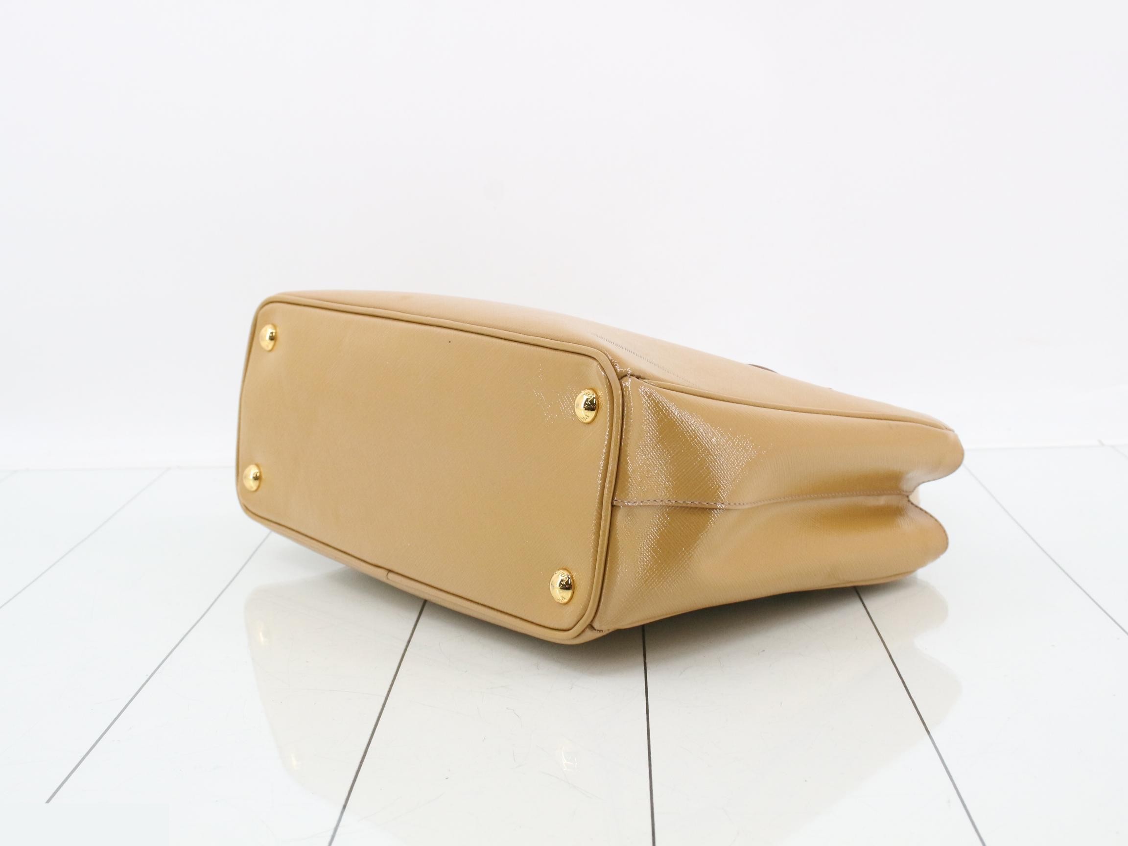 Triangle logo 2-way bag, beige, Saffiano leather — view 6