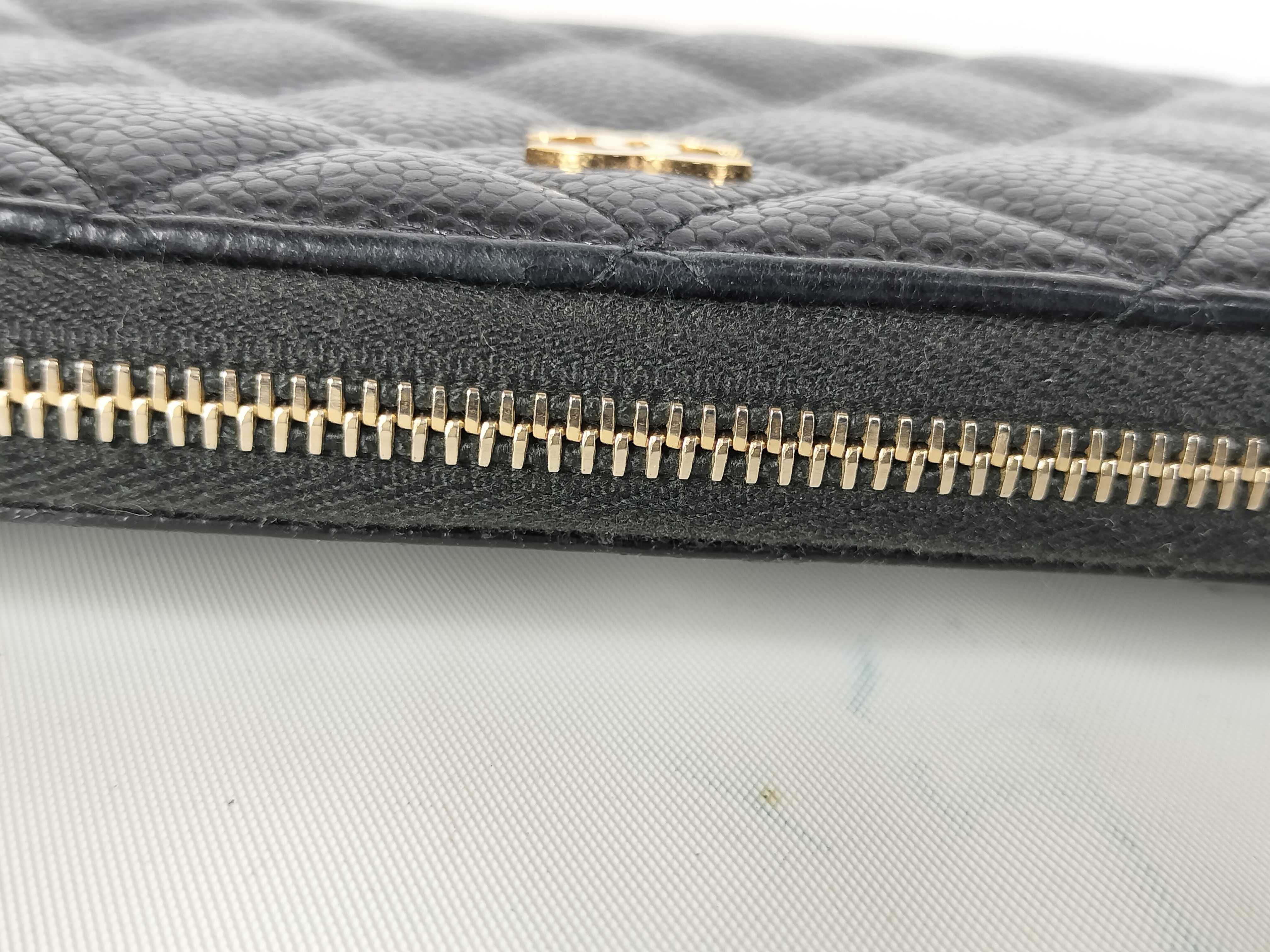 Matelassé Round Zip Long Wallet, Caviar Leather, Black, Serial Number 29 — view 5