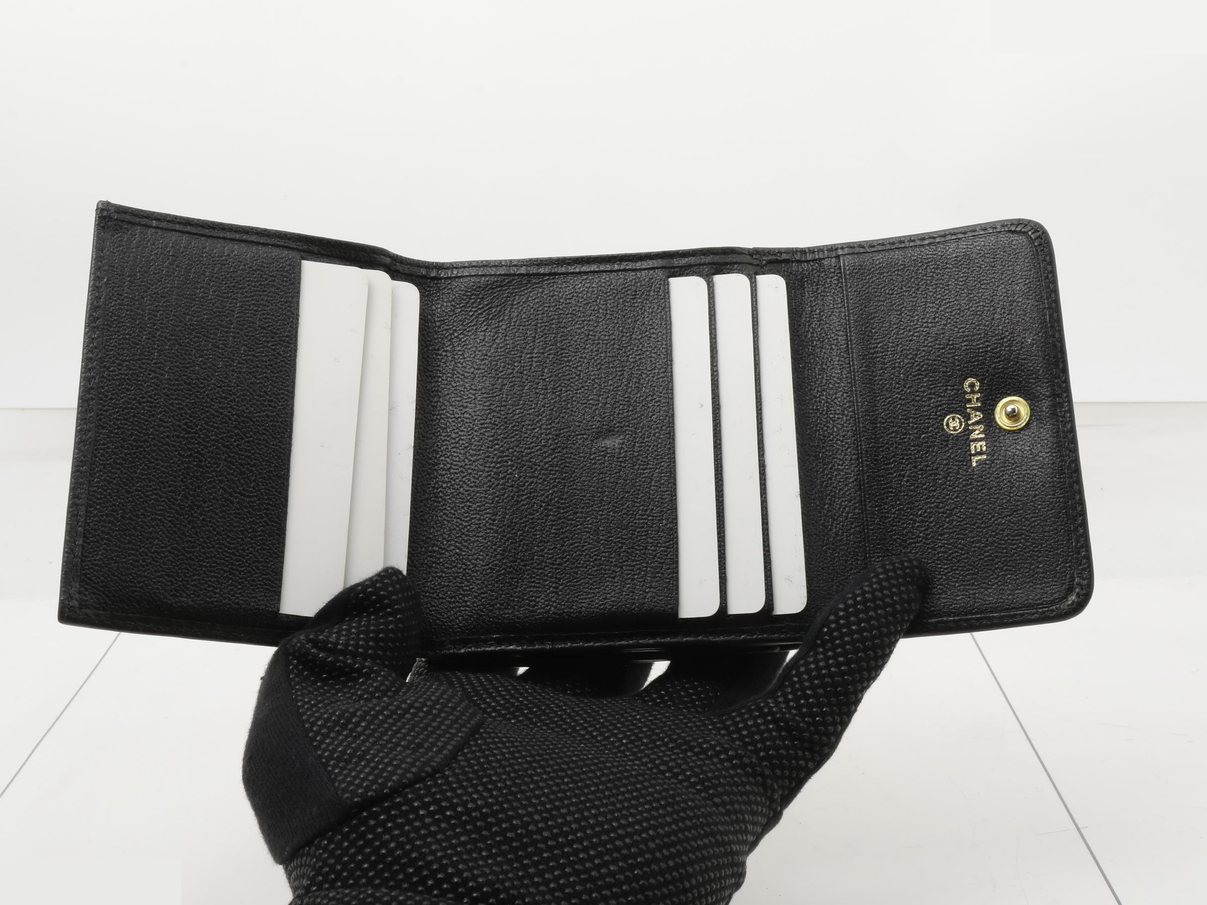 Leather Coco Mark Double Snap Tri-fold Wallet — view 4