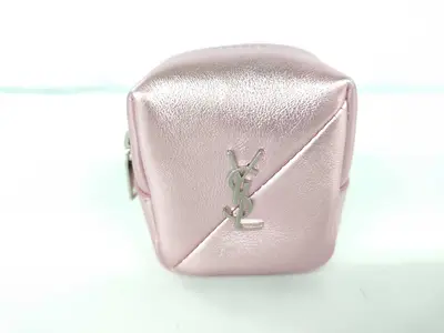 Metallic Pink Calfskin Jamie Cube Charm Pouch 669964
