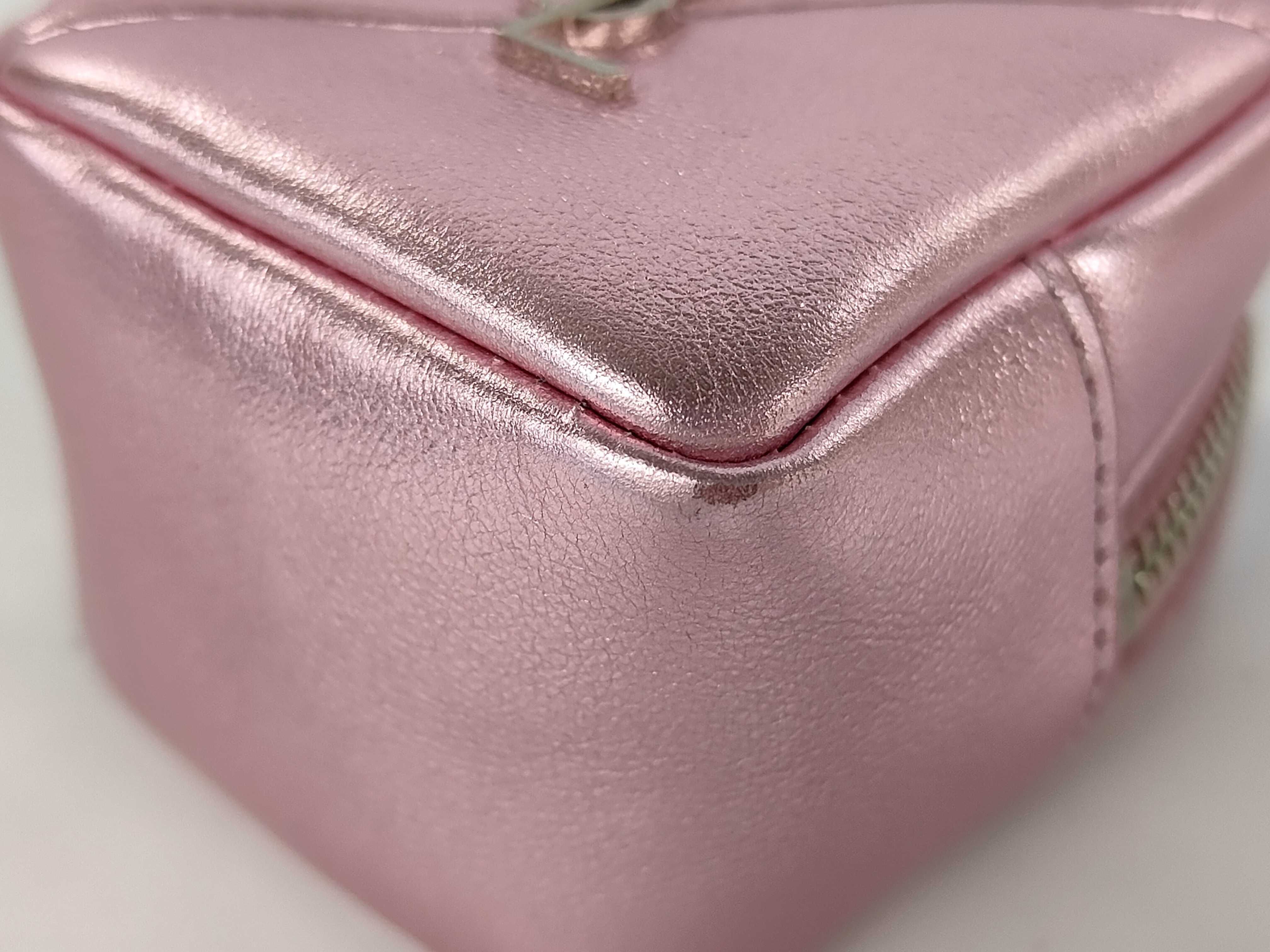 Metallic Pink Calfskin Jamie Cube Charm Pouch 669964 — view 2