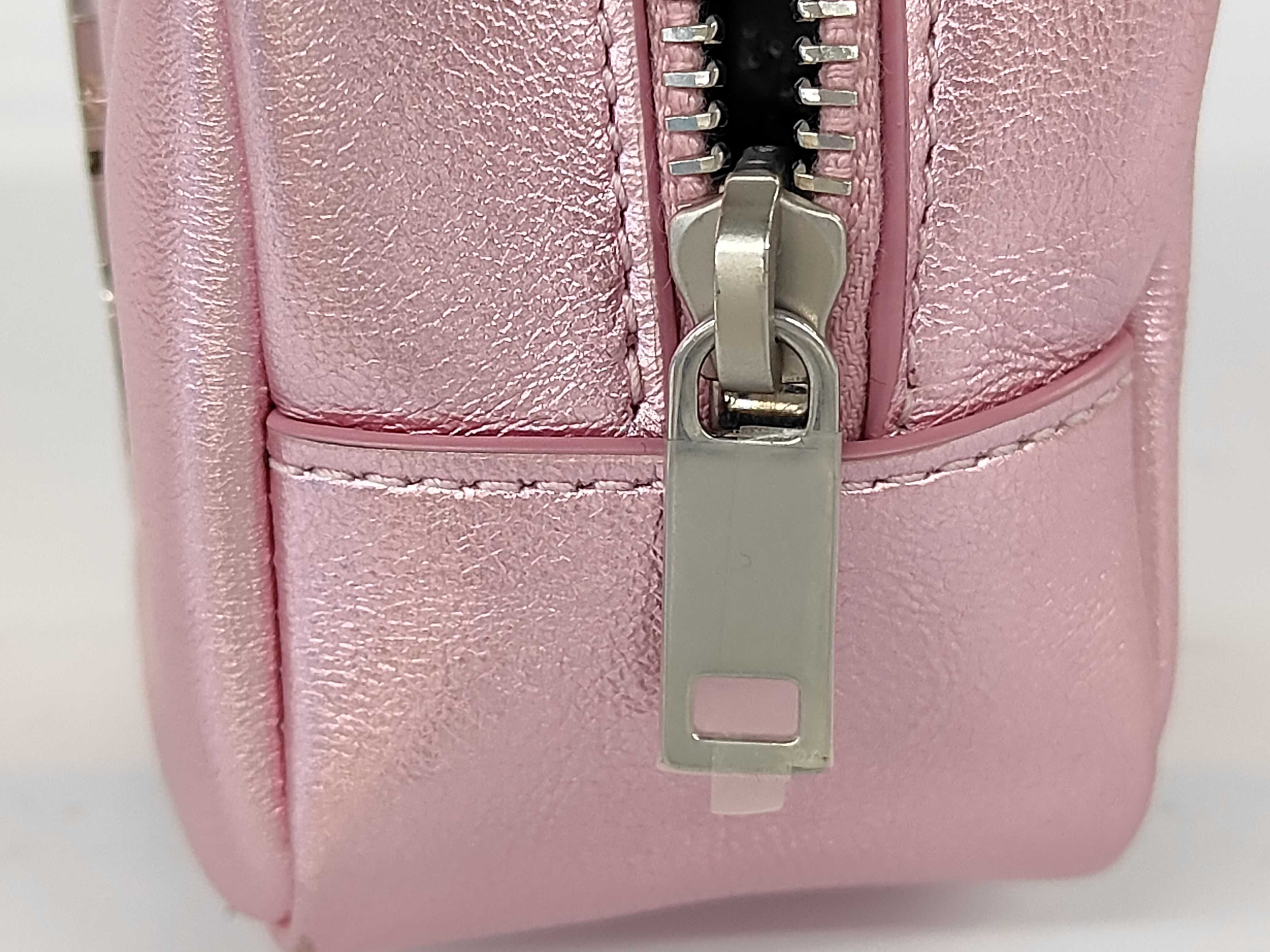 Metallic Pink Calfskin Jamie Cube Charm Pouch 669964 — view 6