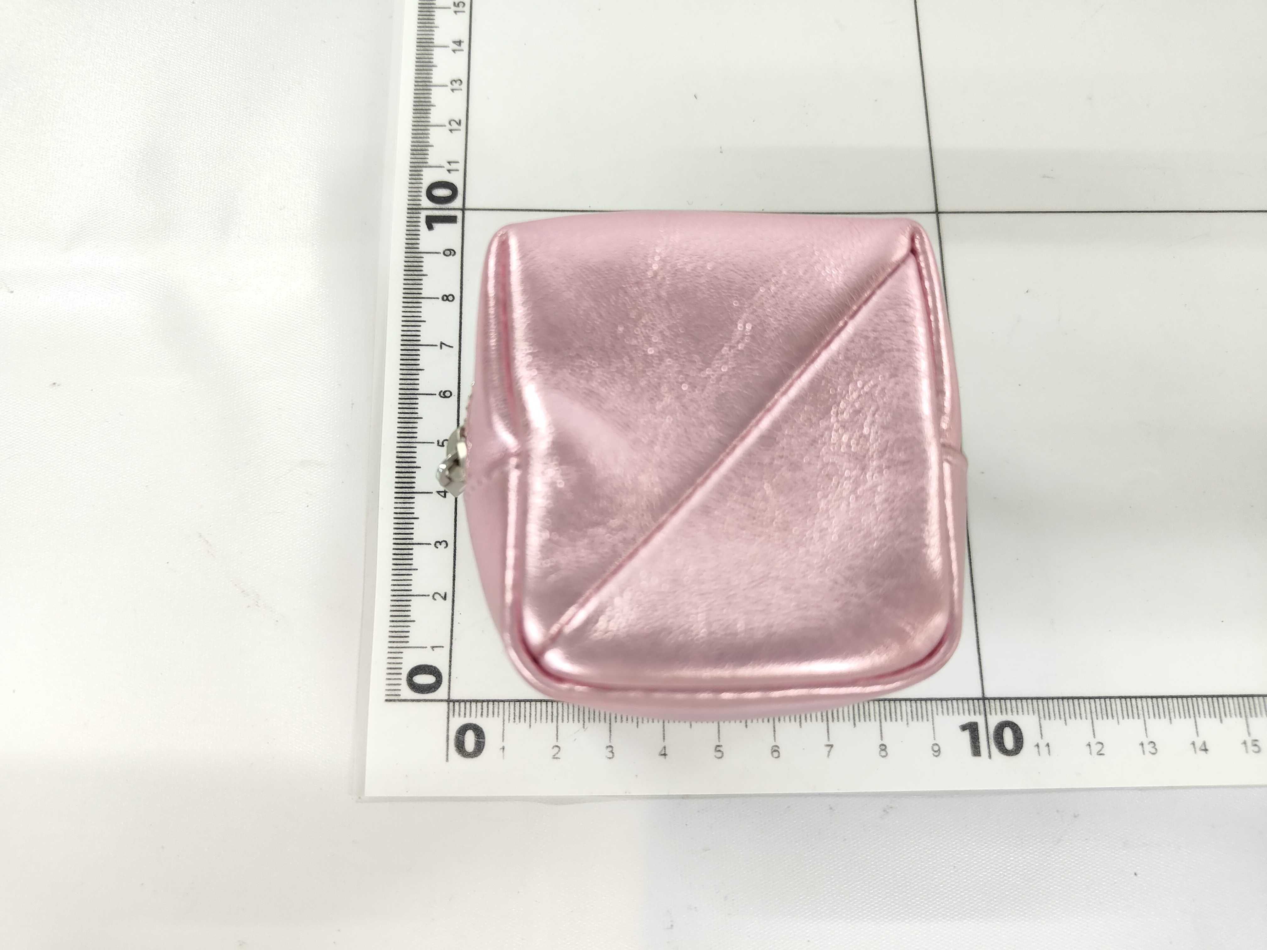 Metallic Pink Calfskin Jamie Cube Charm Pouch 669964 — view 7