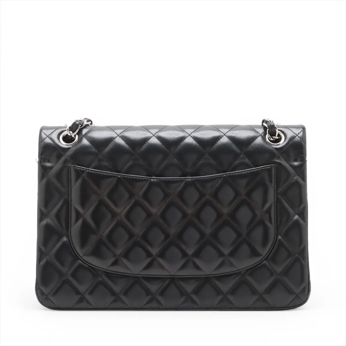 Large Matelassé 30 Lambskin Double Flap Double Chain Bag, Black with Silver Hardware, 14998547, Serial Number 14-series, A58600 — view 2