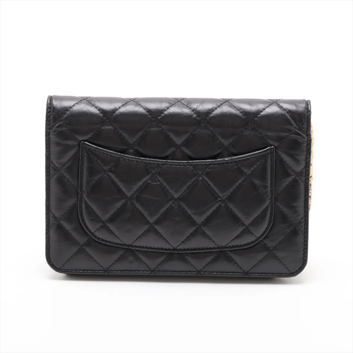 2.55 Vintage Calf Chain Wallet Icon Black Gold Hardware 26676841 Serial Number 26 — view 2