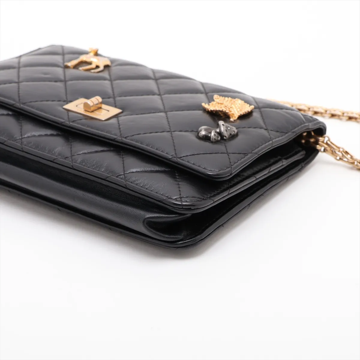 2.55 Vintage Calf Chain Wallet Icon Black Gold Hardware 26676841 Serial Number 26 — view 3