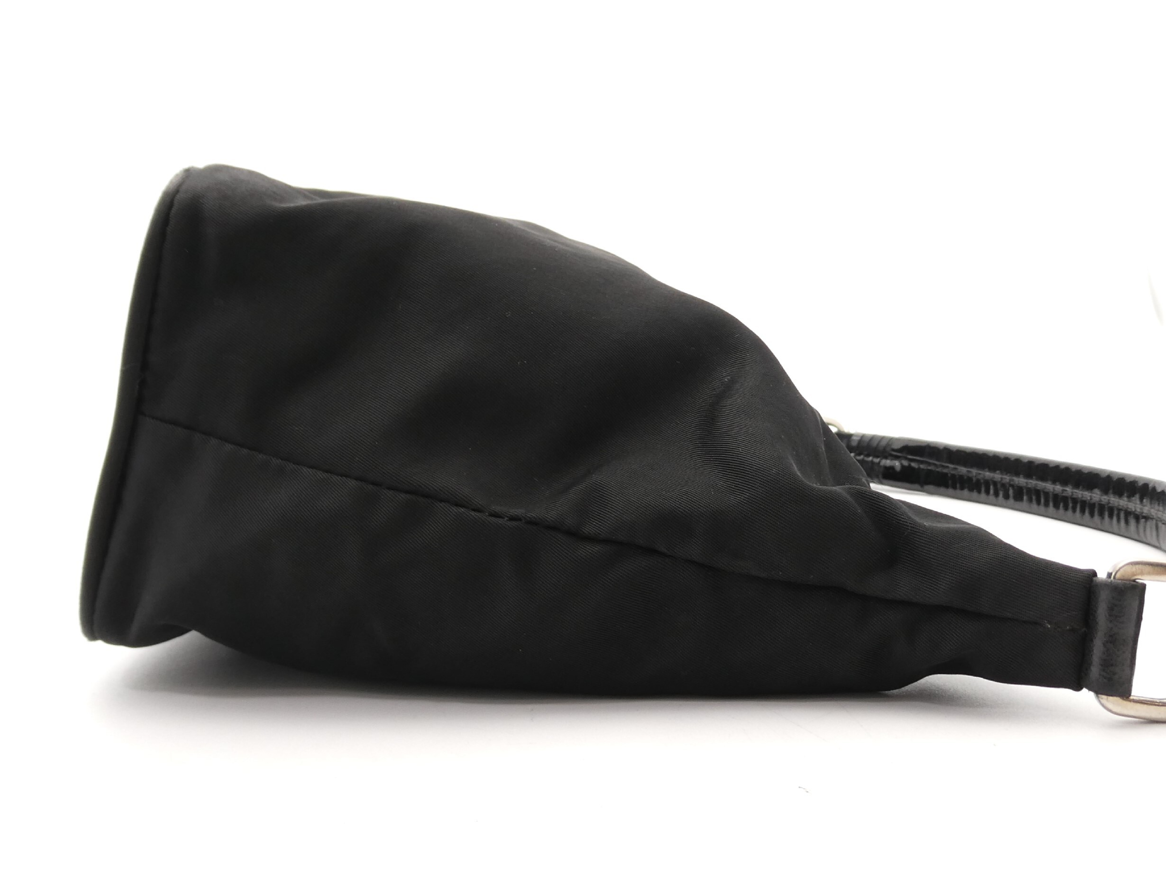 logo plate nylon leather handbag — view 4