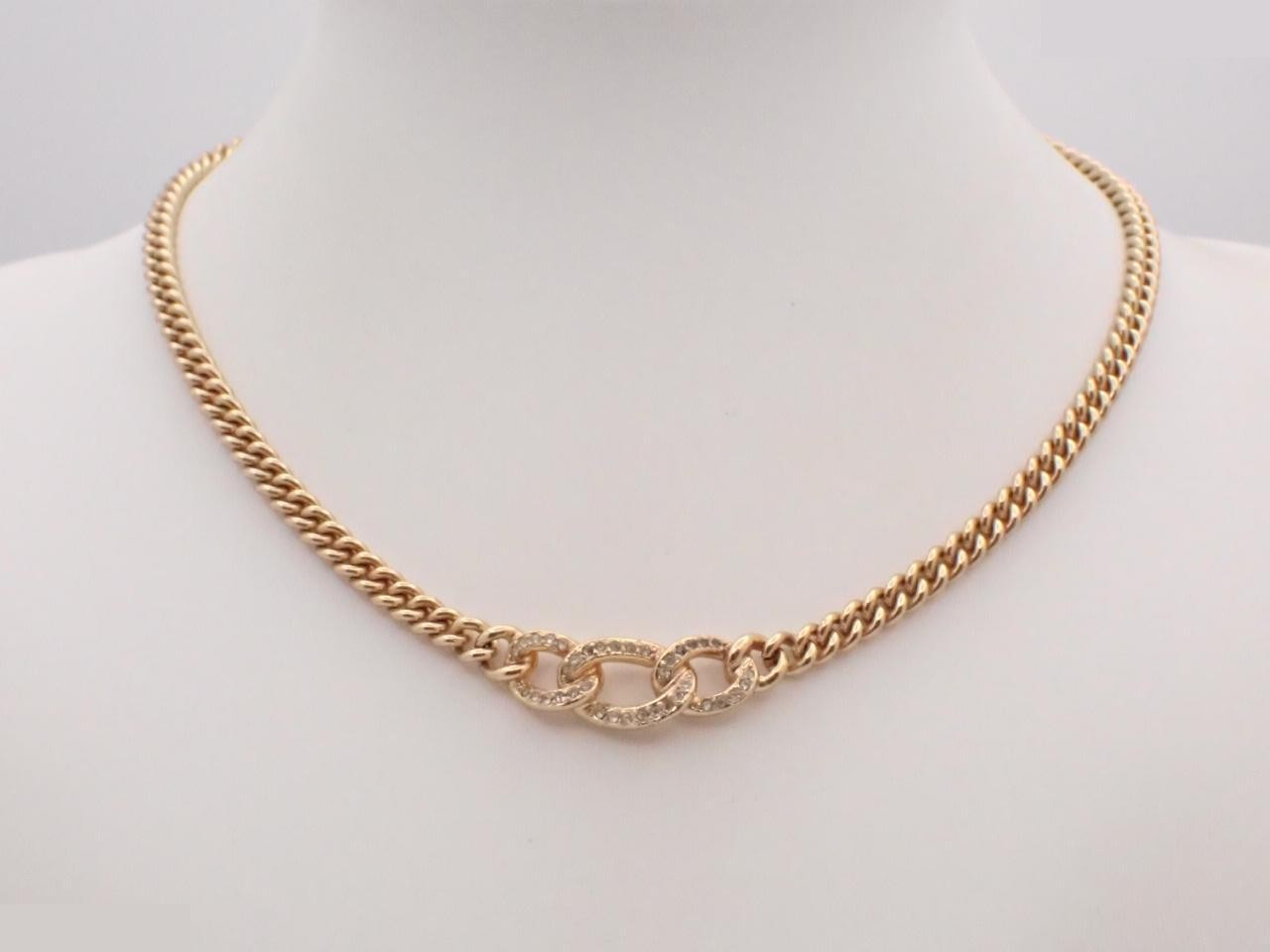 GP (Gold Plated) necklace with stone, chain approximately 45cm long. — view 3