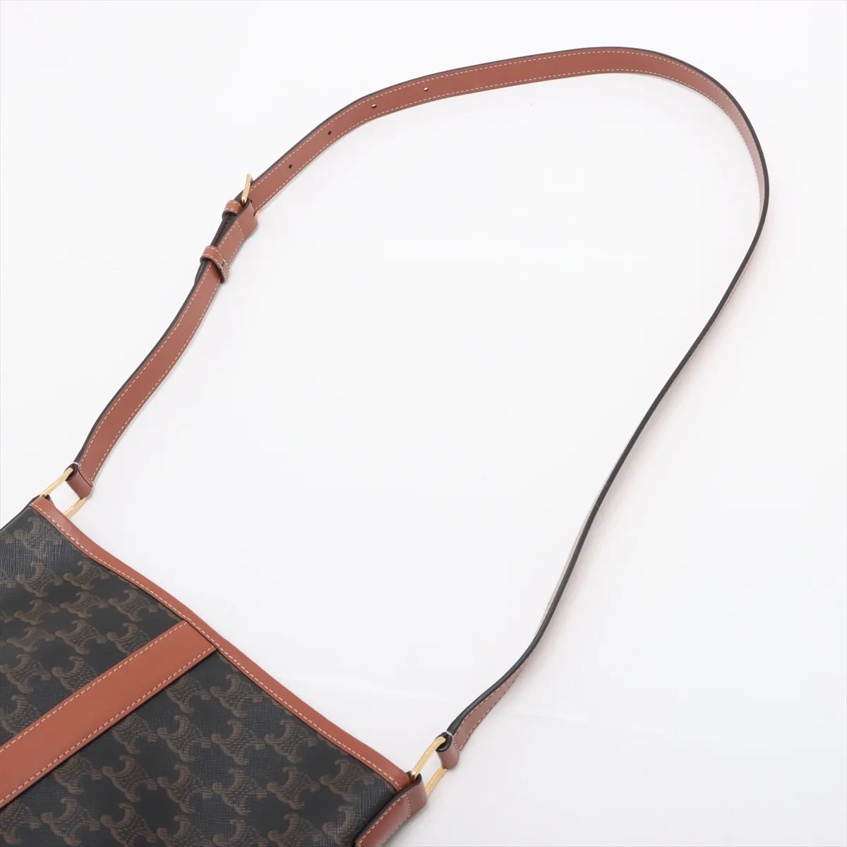 Triomphe Small Bucket PVC x Leather Shoulder Bag Brown — view 5