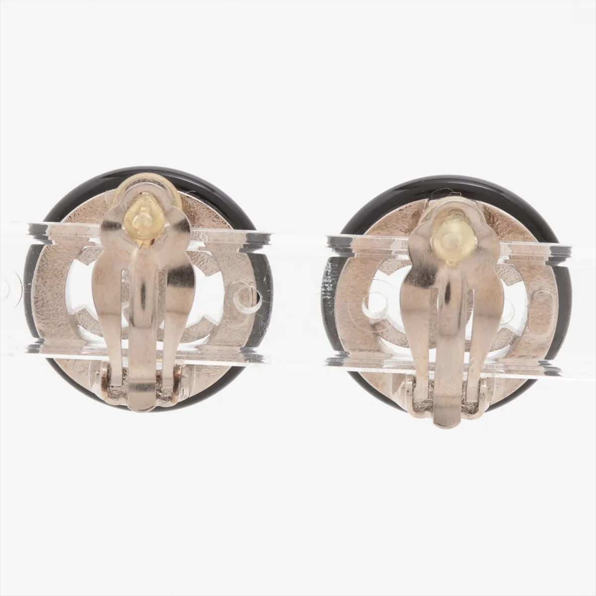 Coco Mark Circle 97A Earrings (Pair) Metal Silver x Black — view 2