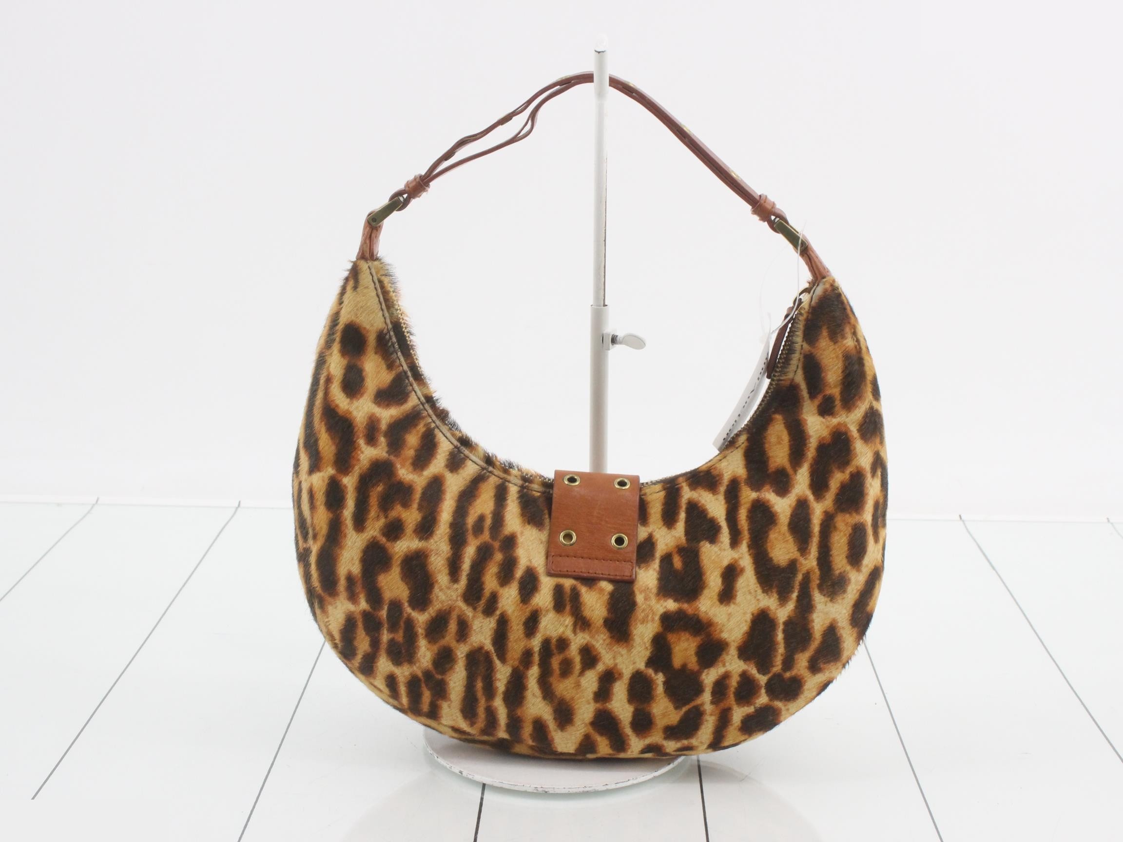Calf hair leather leopard print one-shoulder bag — view 2