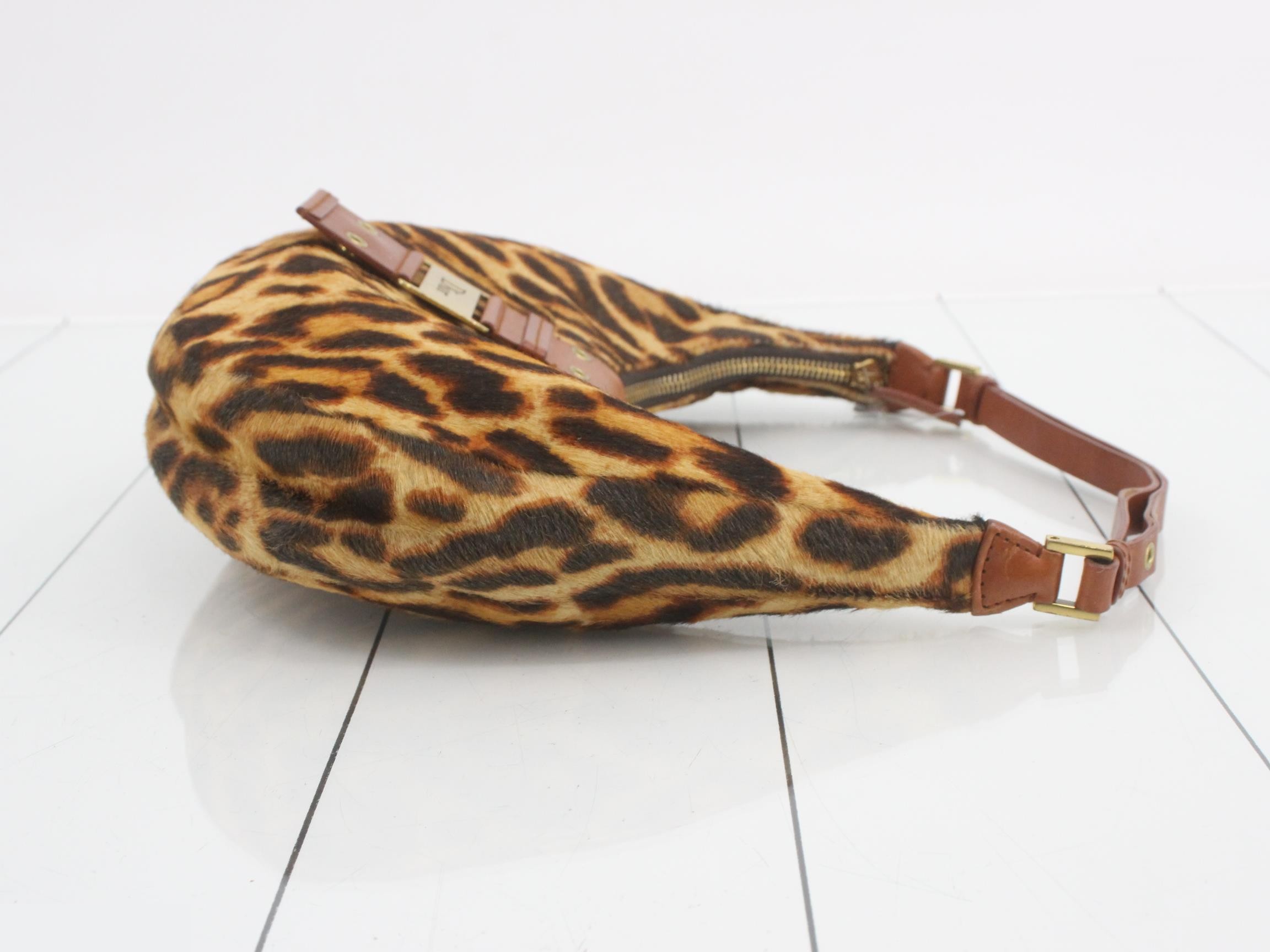 Calf hair leather leopard print one-shoulder bag — view 3
