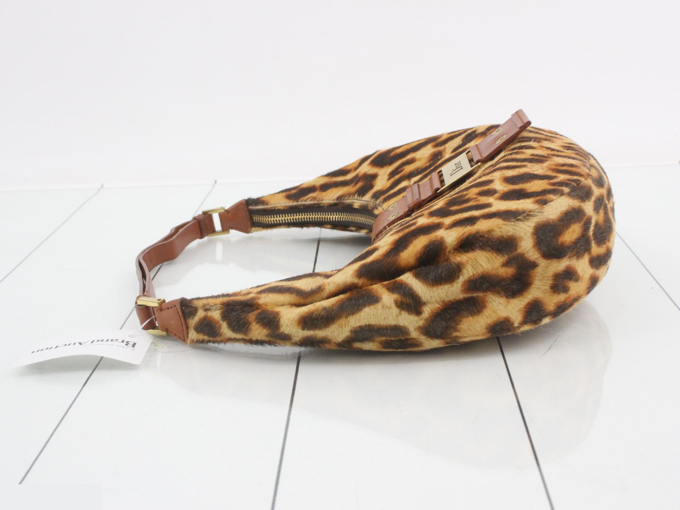 Calf hair leather leopard print one-shoulder bag — view 4