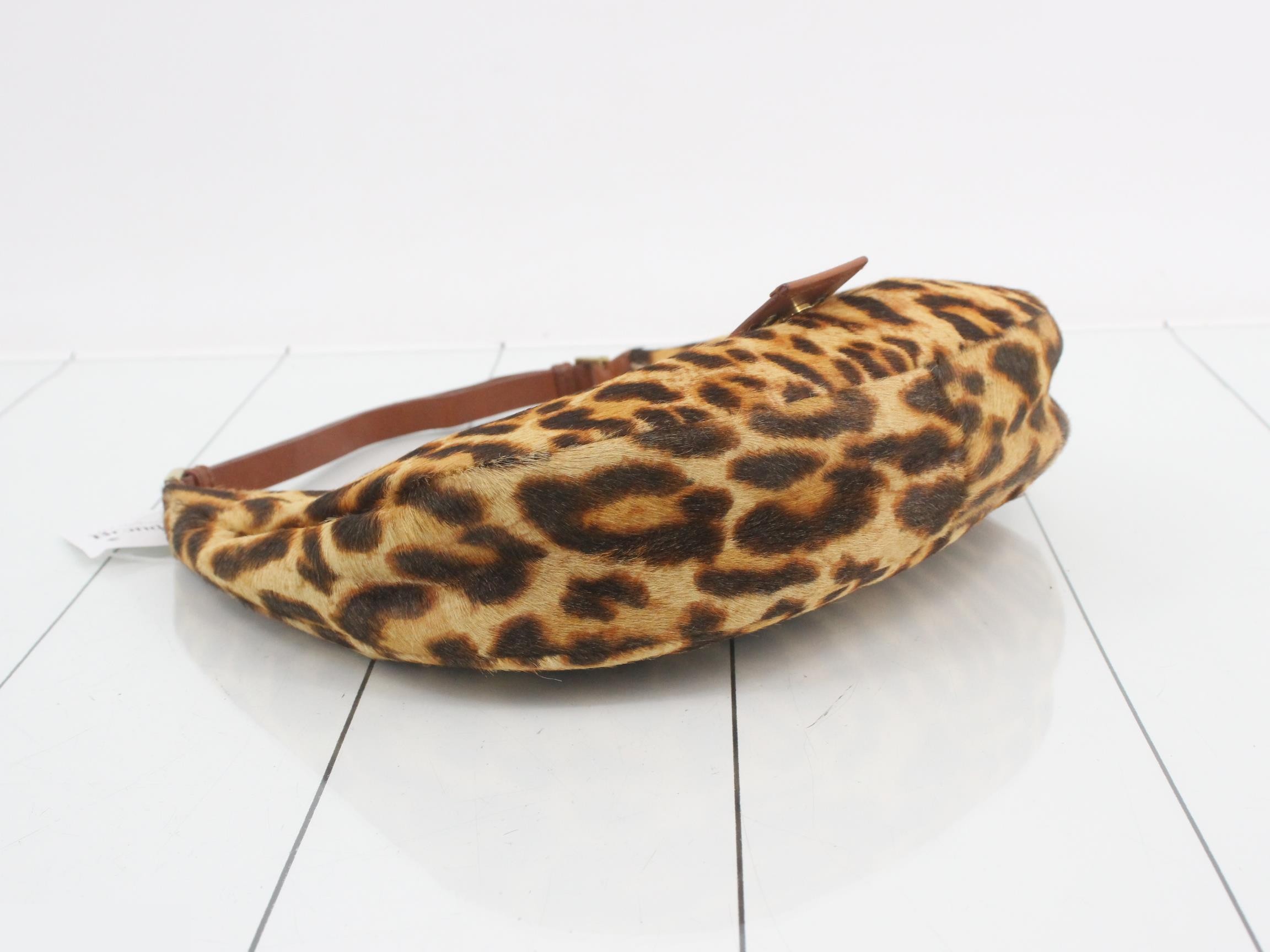 Calf hair leather leopard print one-shoulder bag — view 5