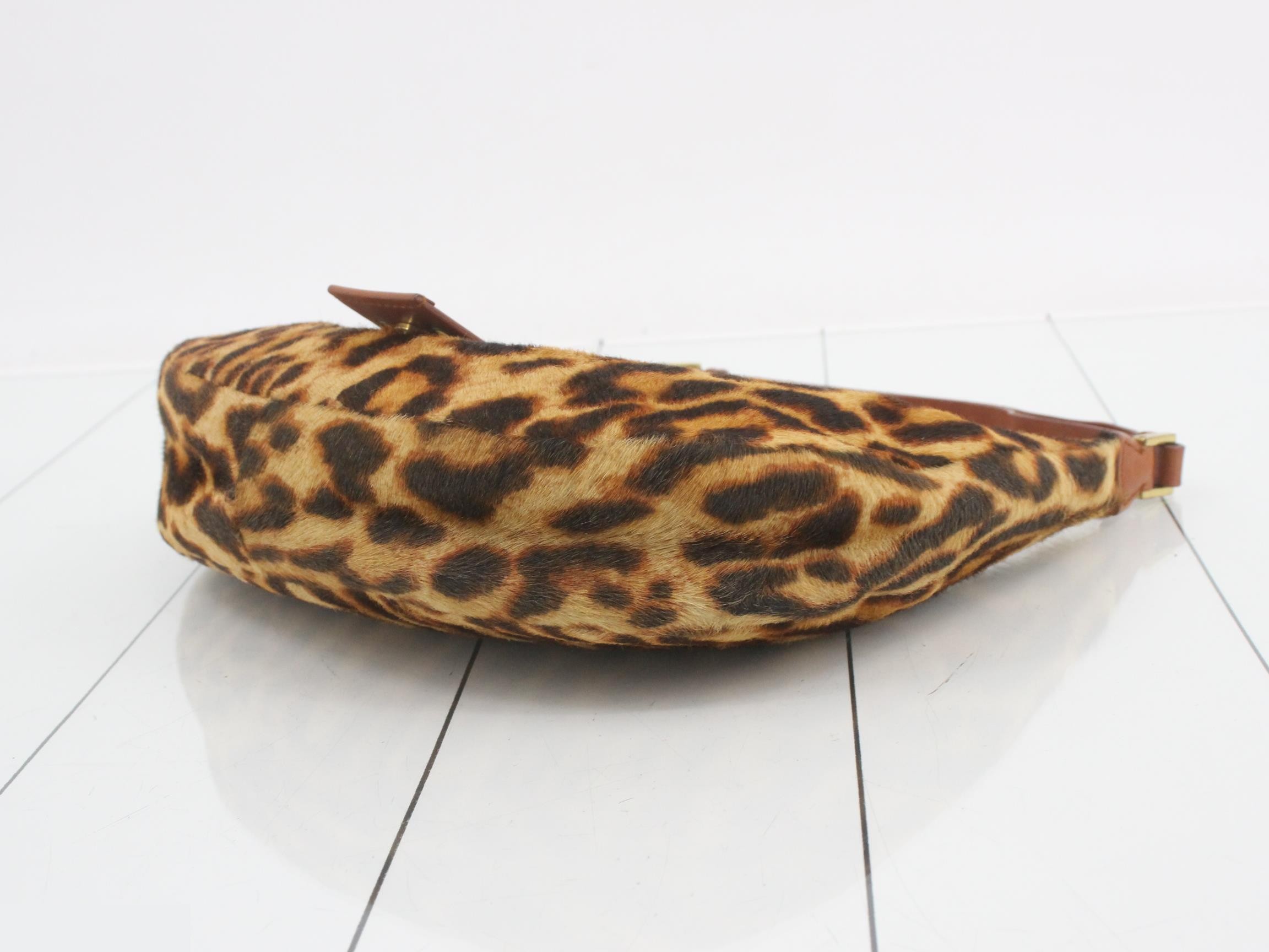 Calf hair leather leopard print one-shoulder bag — view 6