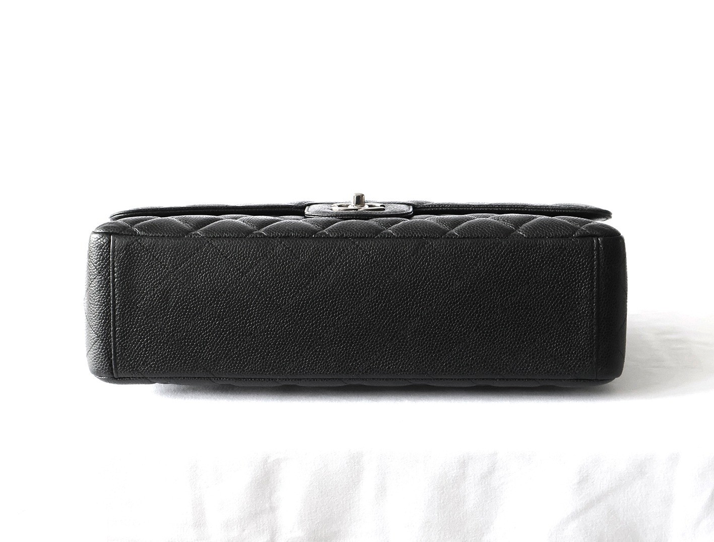 Caviar leather large matelassé double chain shoulder bag, black — view 5