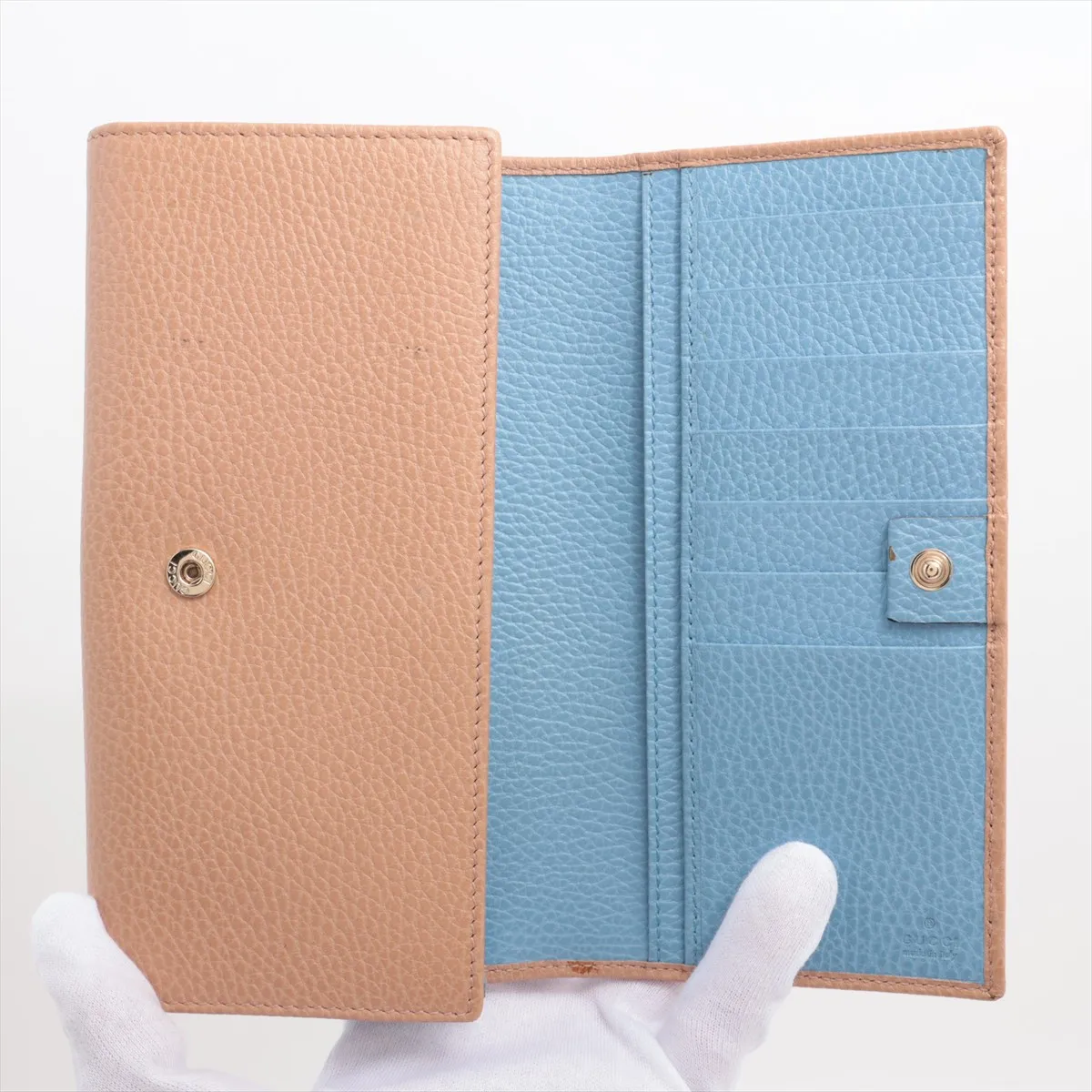 Swing 354498 Leather Long Wallet Beige x Blue — view 3