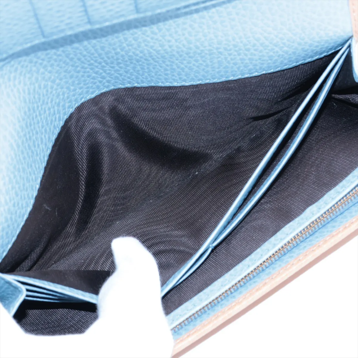 Swing 354498 Leather Long Wallet Beige x Blue — view 4