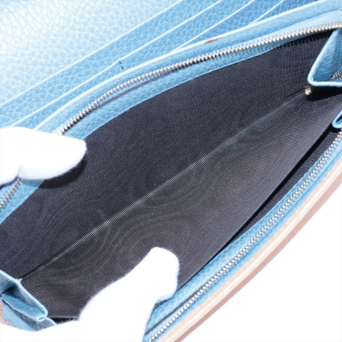 Swing 354498 Leather Long Wallet Beige x Blue — view 6