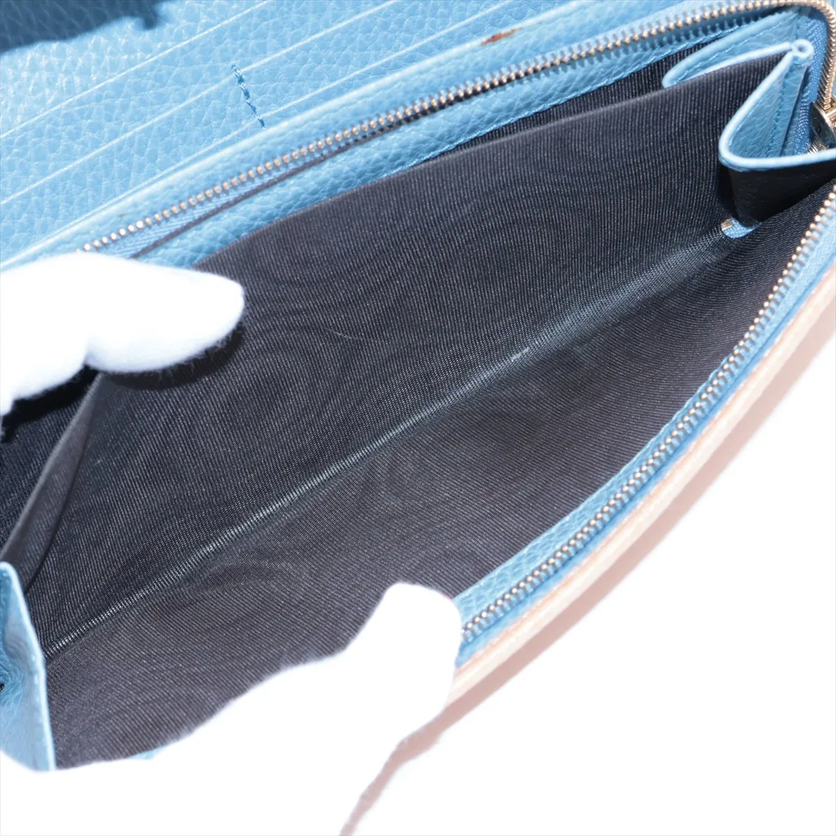 Swing 354498 Leather Long Wallet Beige x Blue — view 7