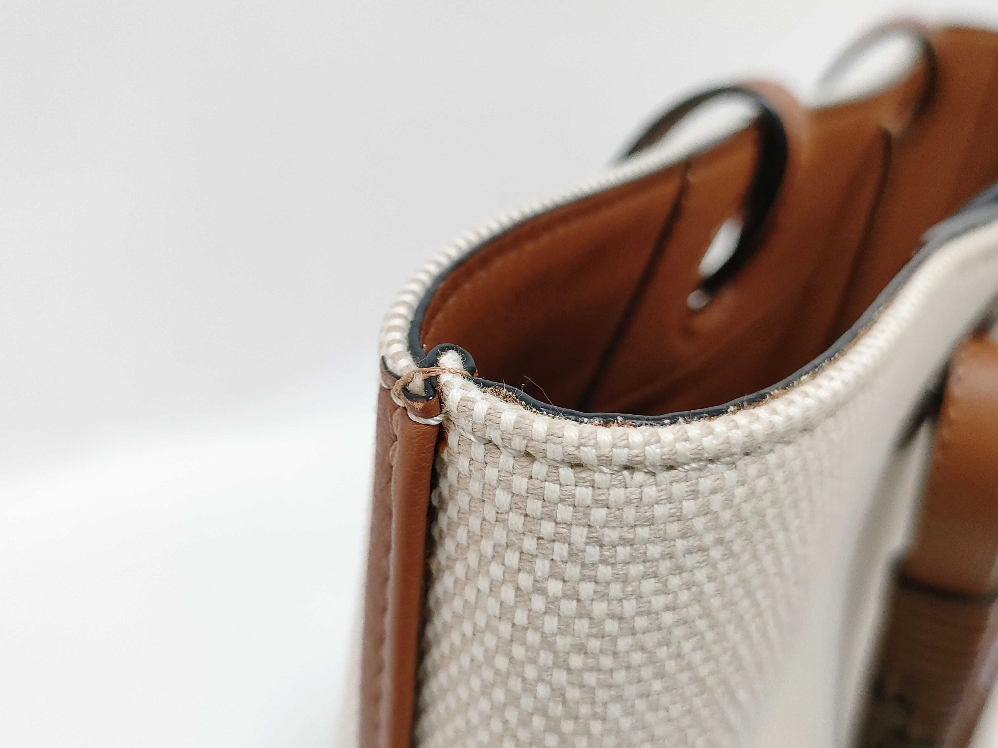 Anagram Canvas x Leather Tote Bag, Beige Tote Bag — view 14